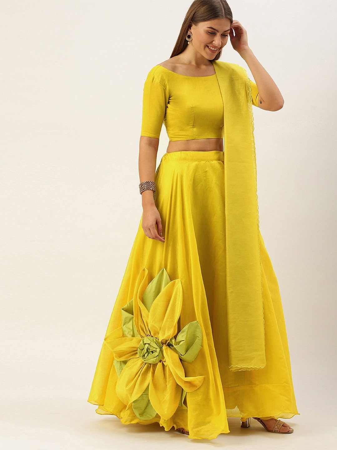 UDBHAV TEXTILE Embellished Semi-Stitched Lehenga & Unstitched Blouse With Dupatta, Yellow
UDBHAV TEXTILE Embellished Semi-Stitched Lehenga & Unstitched Blouse With Dupatta, Yellow