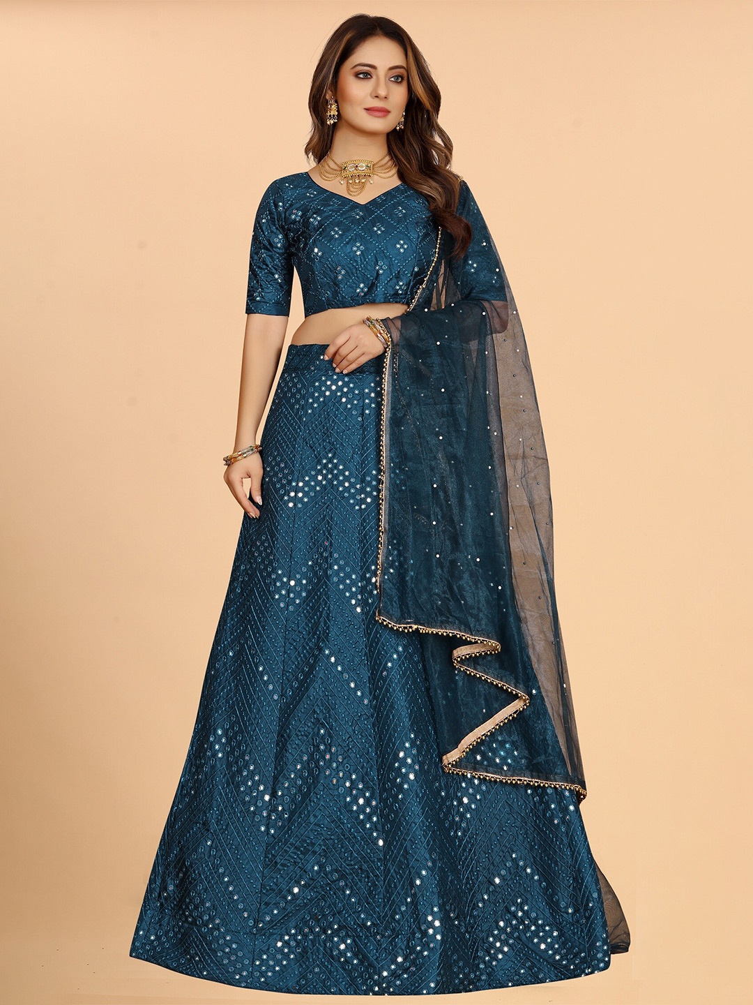 UDBHAV TEXTILE Embellished Semi-Stitched Lehenga & Unstitched Blouse With Dupatta, Turquoise blue
UDBHAV TEXTILE Embellished Semi-Stitched Lehenga & Unstitched Blouse With Dupatta, Turquoise blue