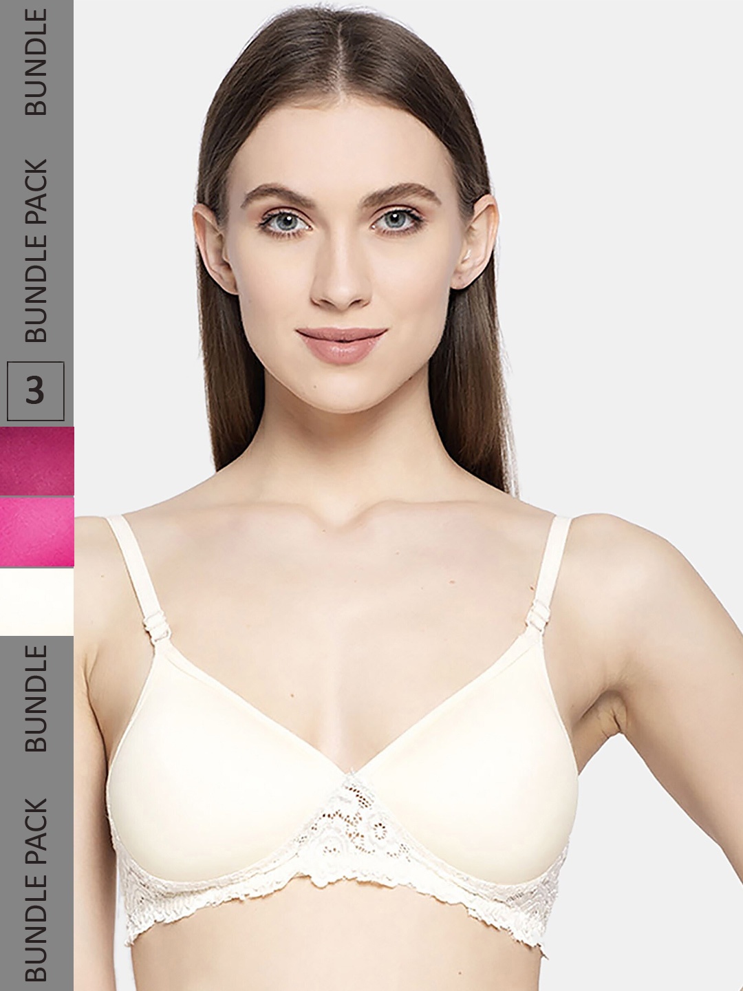 AROUSY Pack Of 3 Floral Lace Seamless Non-Padded Full Coverage Organic Cotton Bra, Pink
AROUSY Pack Of 3 Floral Lace Seamless Non-Padded Full Coverage Organic Cotton Bra, Pink