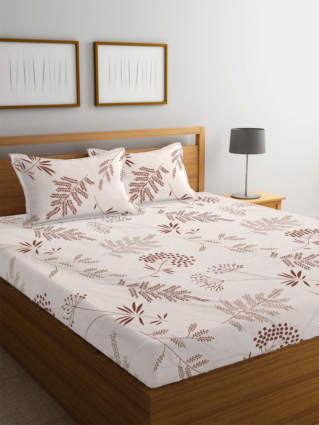 FABINALIV Cream-Coloured & Brown Floral 300 TC Fitted King Bedsheet With 2 Pillow Covers
FABINALIV Cream-Coloured & Brown Floral 300 TC Fitted King Bedsheet With 2 Pillow Covers