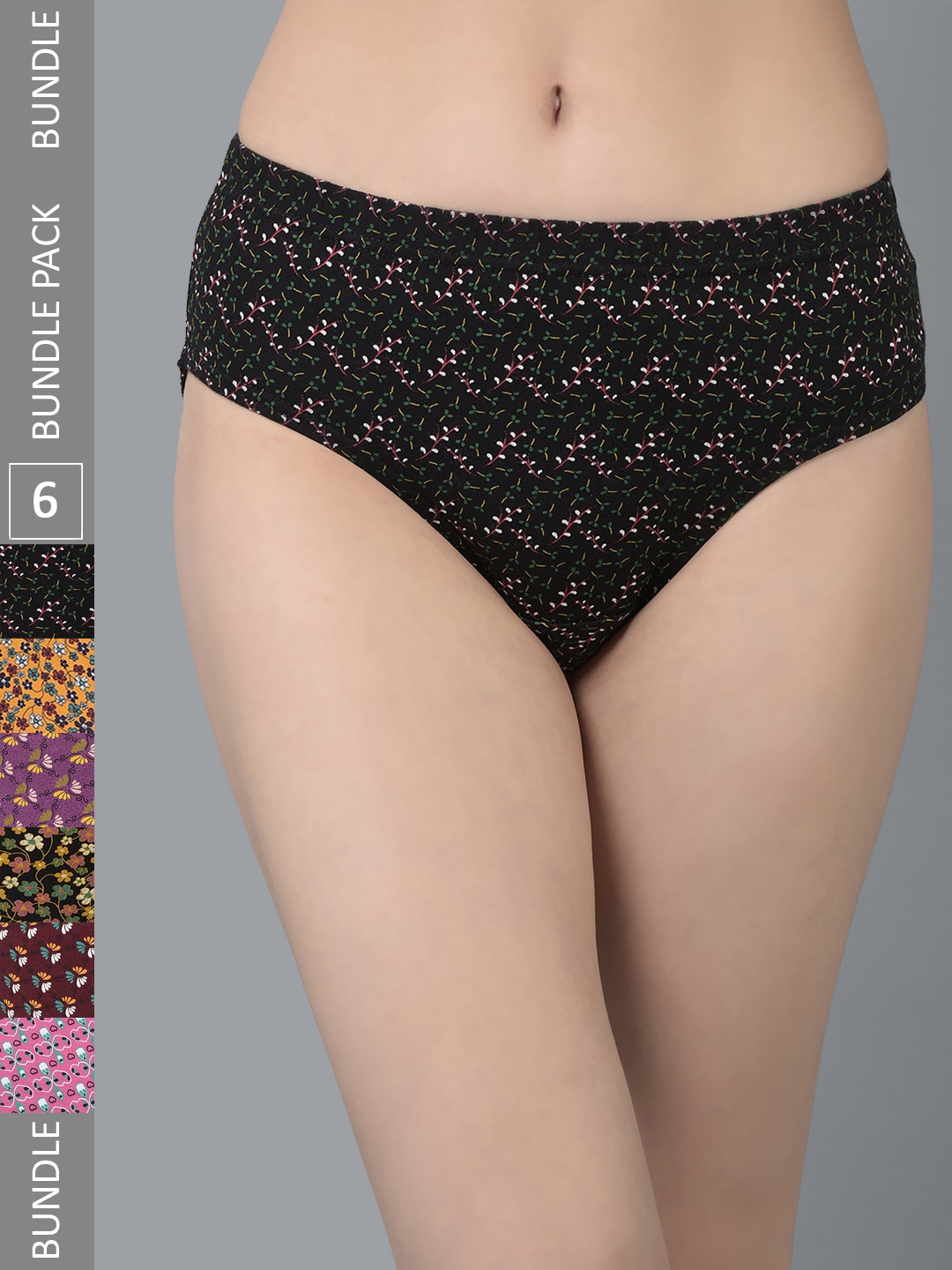 Dollar Missy Pack of 6 Women Combed Cotton Deep Printed Inner Elasticated Hipster Panty, Assorted
Dollar Missy Pack of 6 Women Combed Cotton Deep Printed Inner Elasticated Hipster Panty, Assorted
