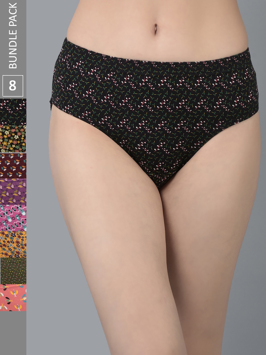 Dollar Missy Women Pack Of 8 Assorted Anti Microbial Printed Pure Cotton Hipster Briefs
Dollar Missy Women Pack Of 8 Assorted Anti Microbial Printed Pure Cotton Hipster Briefs