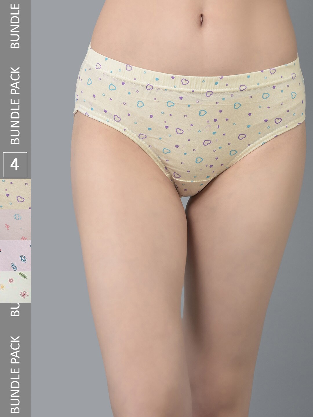 Dollar Missy Women Pack Of 4 Assorted Anti Microbial Printed Pure Cotton Hipster Briefs
Dollar Missy Women Pack Of 4 Assorted Anti Microbial Printed Pure Cotton Hipster Briefs