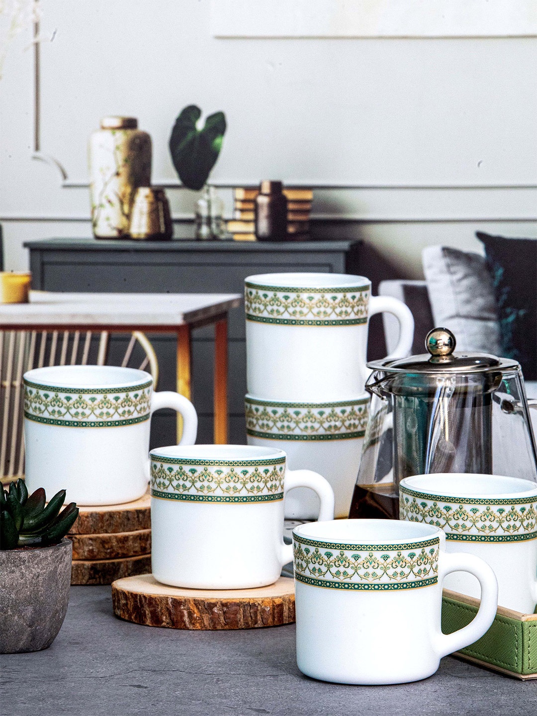 Cello 6 Pieces White & Green Printed Opalware Solitaire Glossy Coffee Mugs 180 ml Each
Cello 6 Pieces White & Green Printed Opalware Solitaire Glossy Coffee Mugs 180 ml Each
