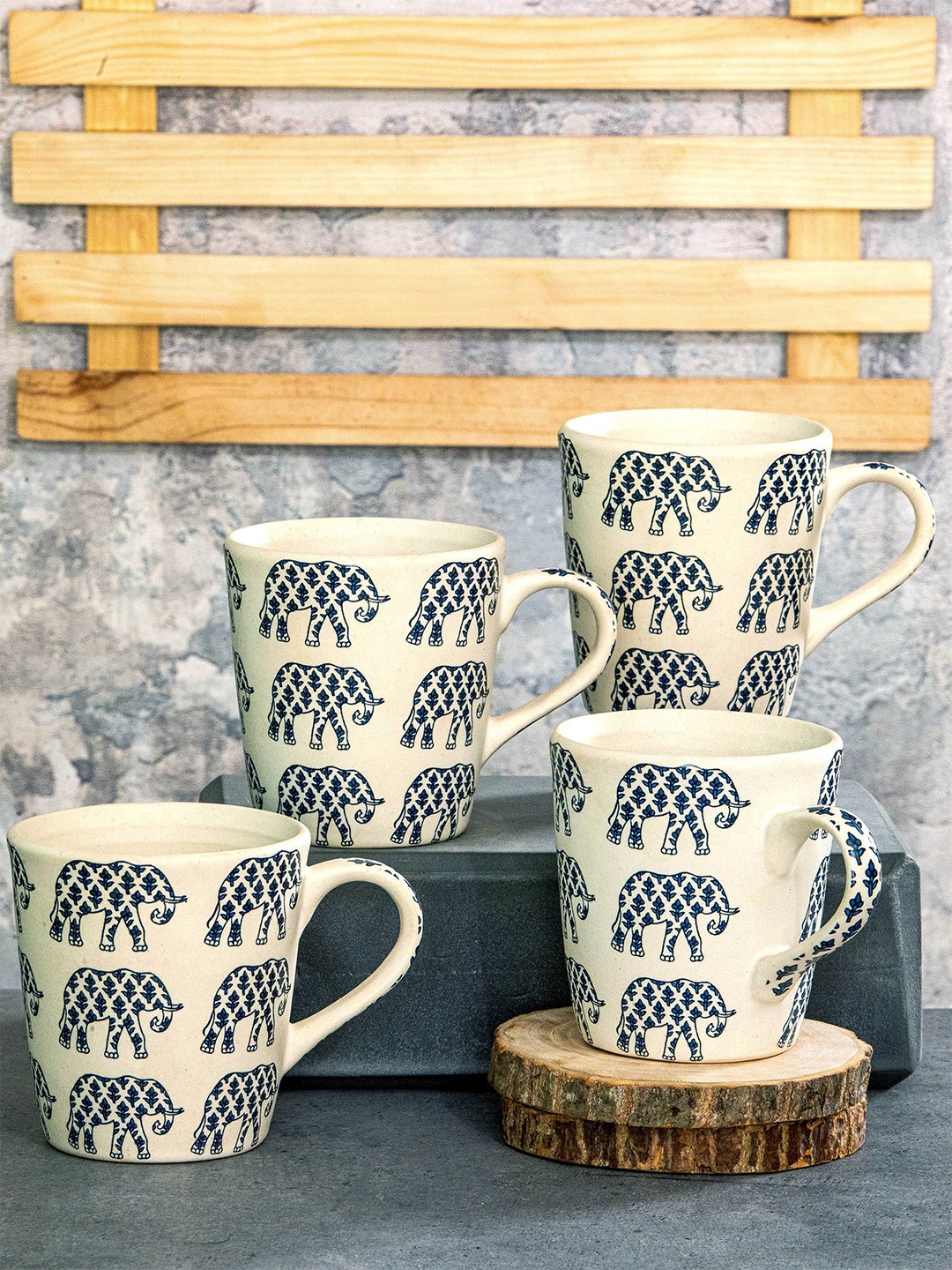 GOODHOMES Off White & Blue 4 Pieces Printed Stoneware Glossy Mugs - 310 ML Each
GOODHOMES Off White & Blue 4 Pieces Printed Stoneware Glossy Mugs - 310 ML Each