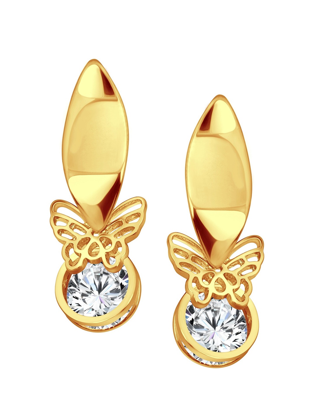 Vighnaharta Gold-Plated Cubic Zirconia Studded Drop Earrings