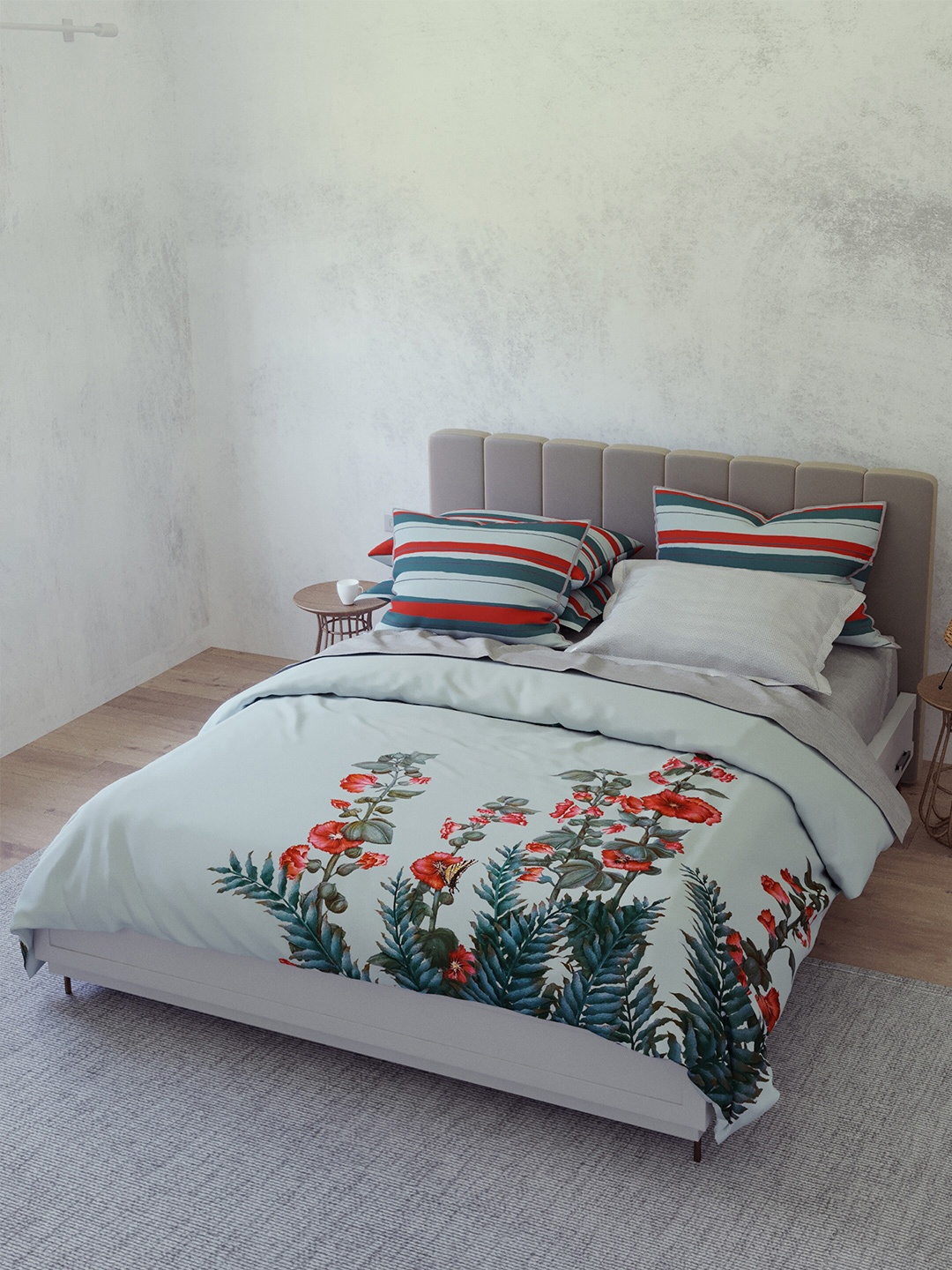 LABHAM Delight Grey & Red Floral 180 TC Cotton King Bedsheet With 2 Pillow Covers
LABHAM Delight Grey & Red Floral 180 TC Cotton King Bedsheet With 2 Pillow Covers