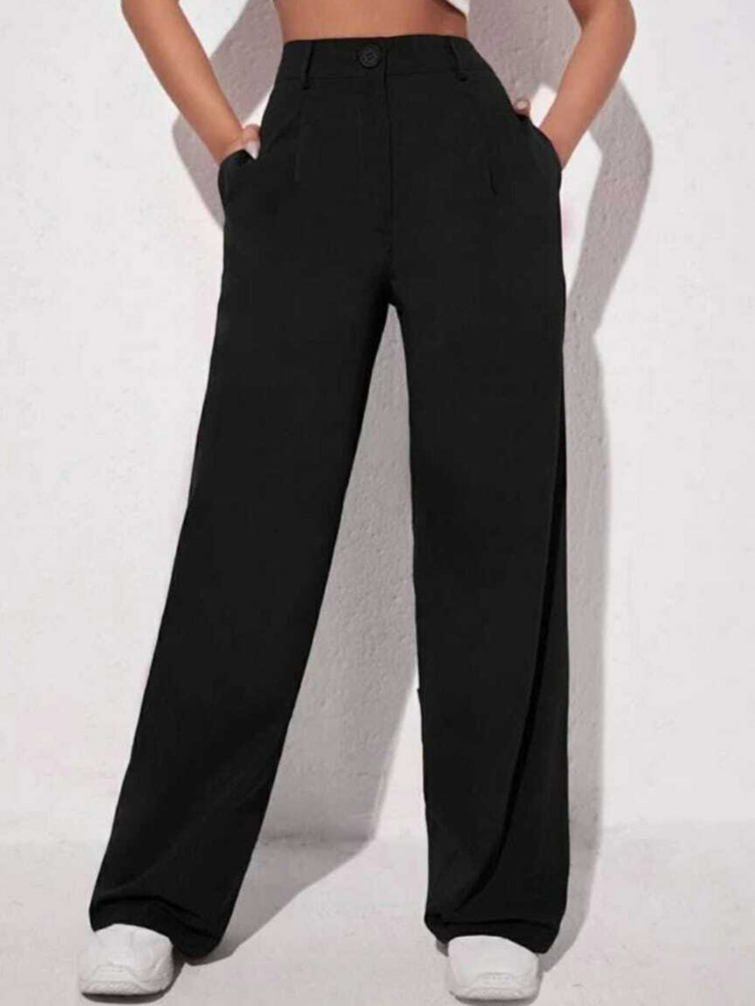 BROADSTAR Women Smart Straight Fit High-Rise Stretchable Easy Wash Parallel Trousers, Black
BROADSTAR Women Smart Straight Fit High-Rise Stretchable Easy Wash Parallel Trousers, Black