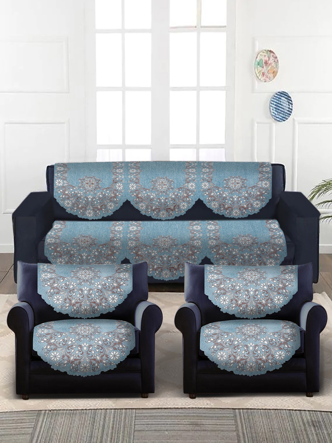 HOSTA HOMES Turquoise Blue & Brown 6-Pieces Jacquard Design Velvet 5-Seater Sofa Covers
HOSTA HOMES Turquoise Blue & Brown 6-Pieces Jacquard Design Velvet 5-Seater Sofa Covers