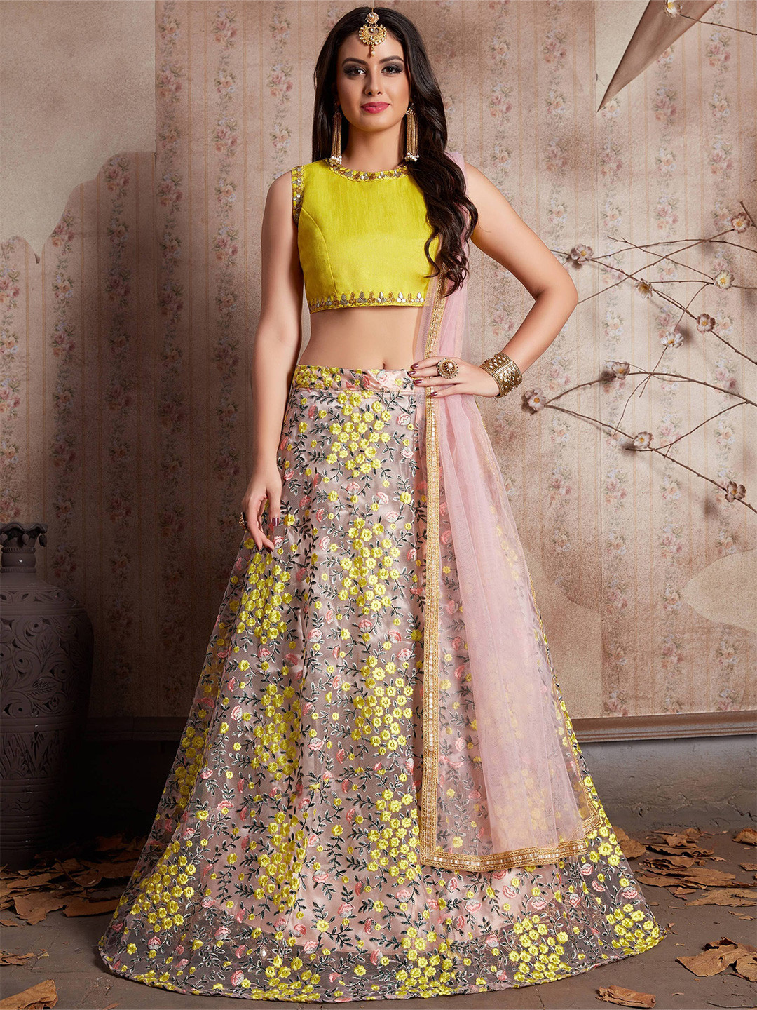 FABPIXEL Pink & Green Embroidered Thread Work Semi-Stitched Lehenga & Unstitched Blouse With Dupatta
FABPIXEL Pink & Green Embroidered Thread Work Semi-Stitched Lehenga & Unstitched Blouse With Dupatta