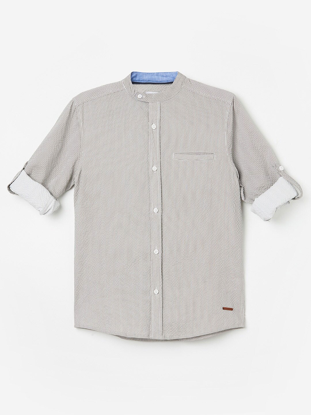 Fame Forever by Lifestyle Boys Vertical Striped Mandarin Collar Pure Cotton Shirt, Grey
Fame Forever by Lifestyle Boys Vertical Striped Mandarin Collar Pure Cotton Shirt, Grey