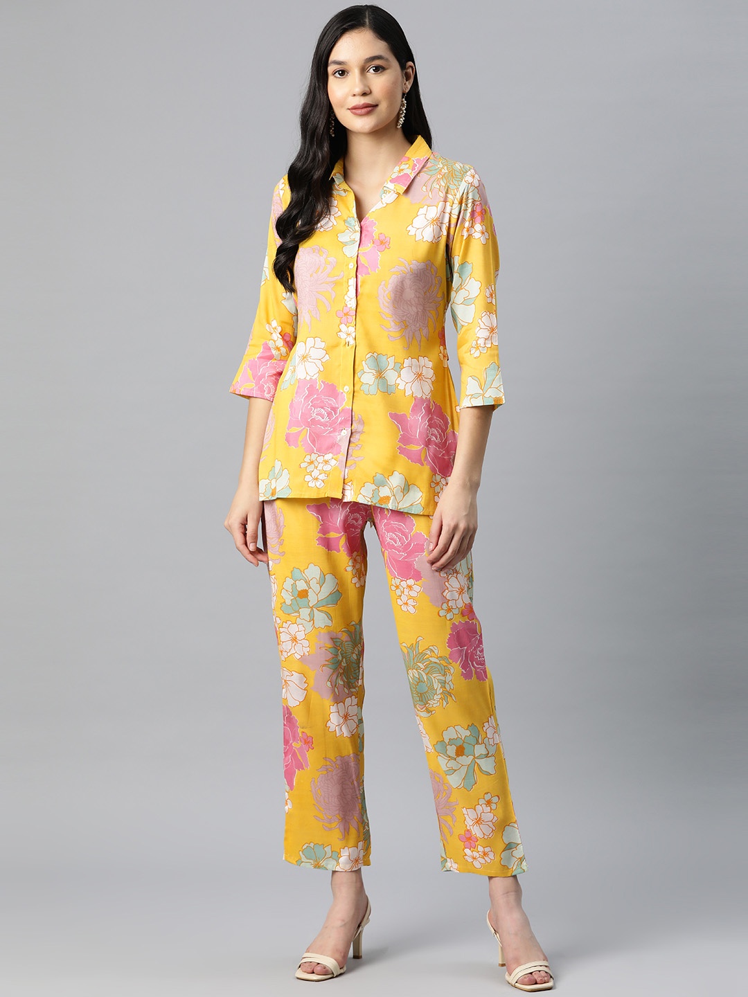 Sunehri Printed Co-Ords, Yellow