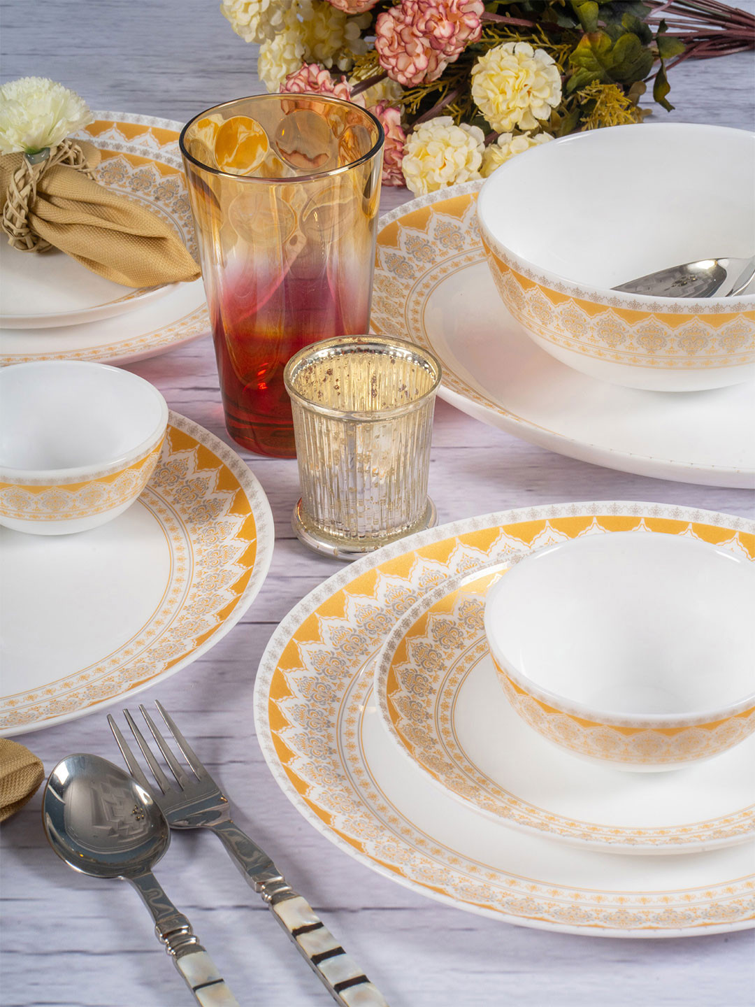 Cello Divine Set of 27 Victoria microwave & dishwasher safe opalware dinner set, White
Cello Divine Set of 27 Victoria microwave & dishwasher safe opalware dinner set, White