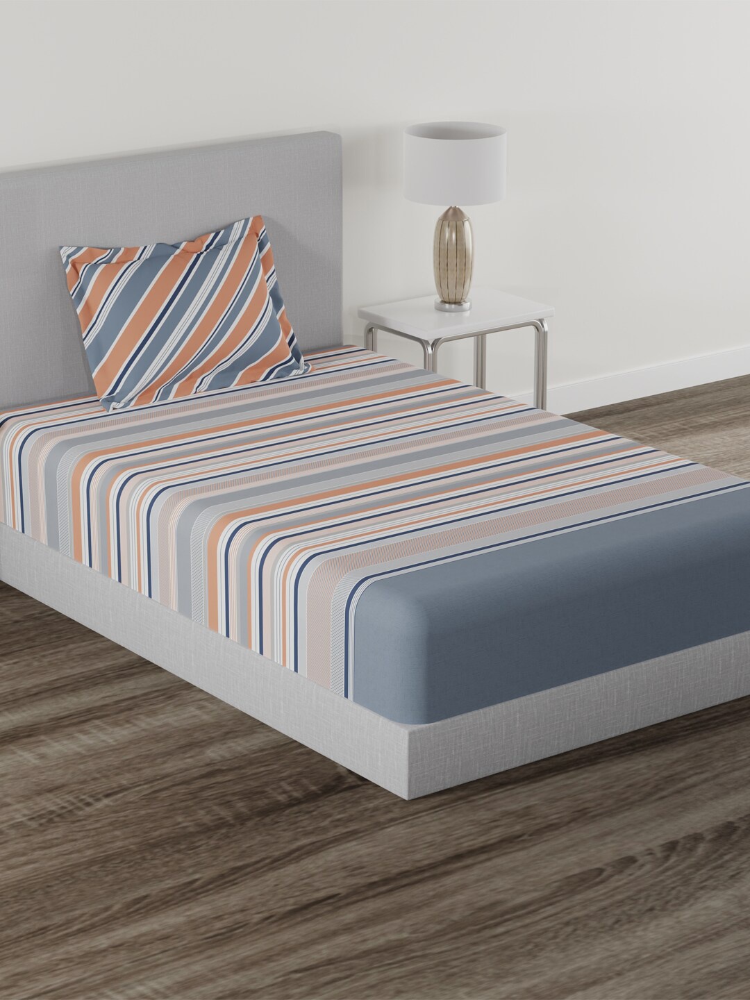 MYTRIDENT Home Essential Orange Striped Cotton 144 TC Single Bedsheet With 1 Pillow Cover
MYTRIDENT Home Essential Orange Striped Cotton 144 TC Single Bedsheet With 1 Pillow Cover