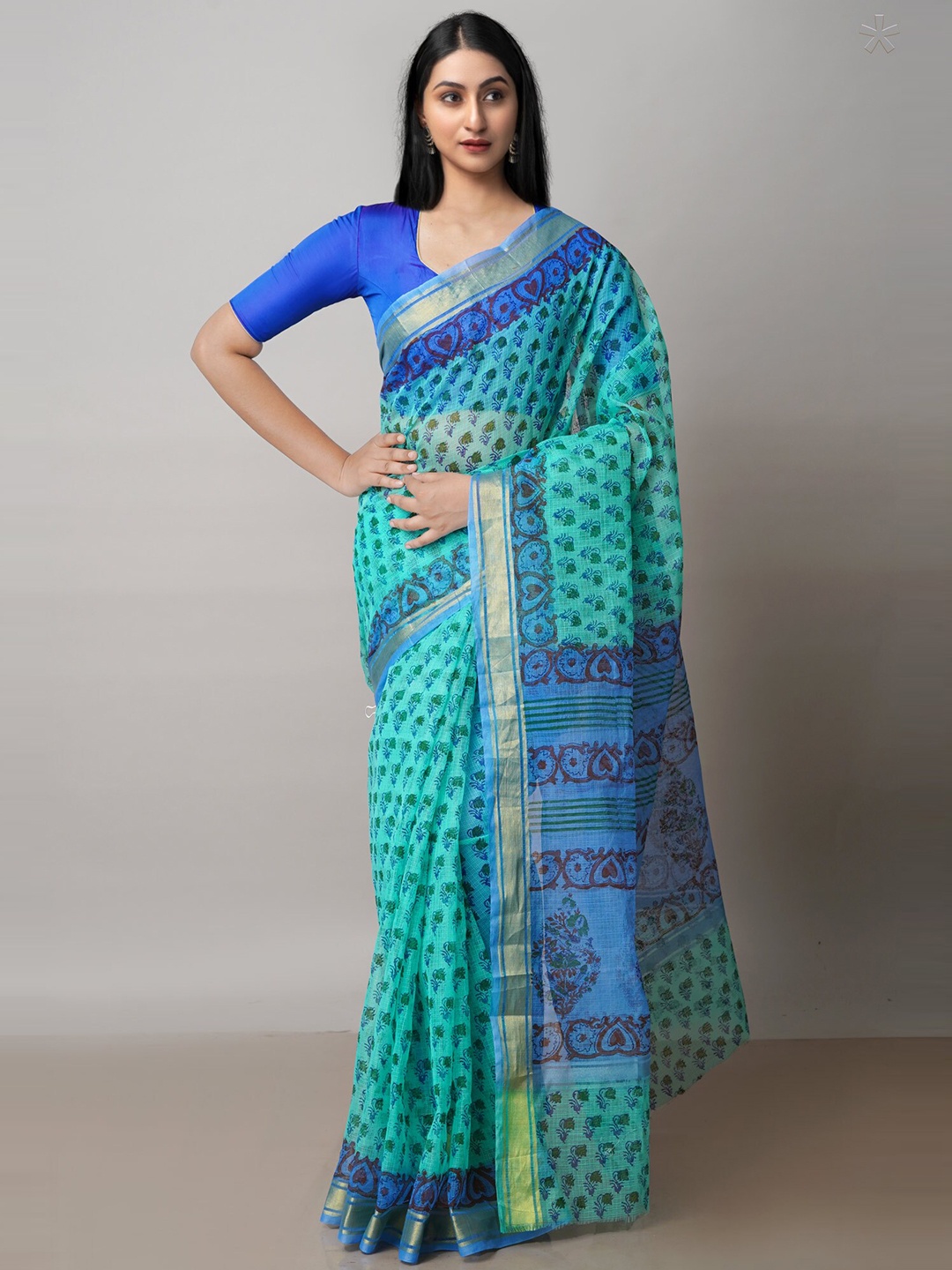 Unnati Silks Ethnic Motifs Block Printed Zari Pure Cotton Handloom Kota Saree, Green
Unnati Silks Ethnic Motifs Block Printed Zari Pure Cotton Handloom Kota Saree, Green