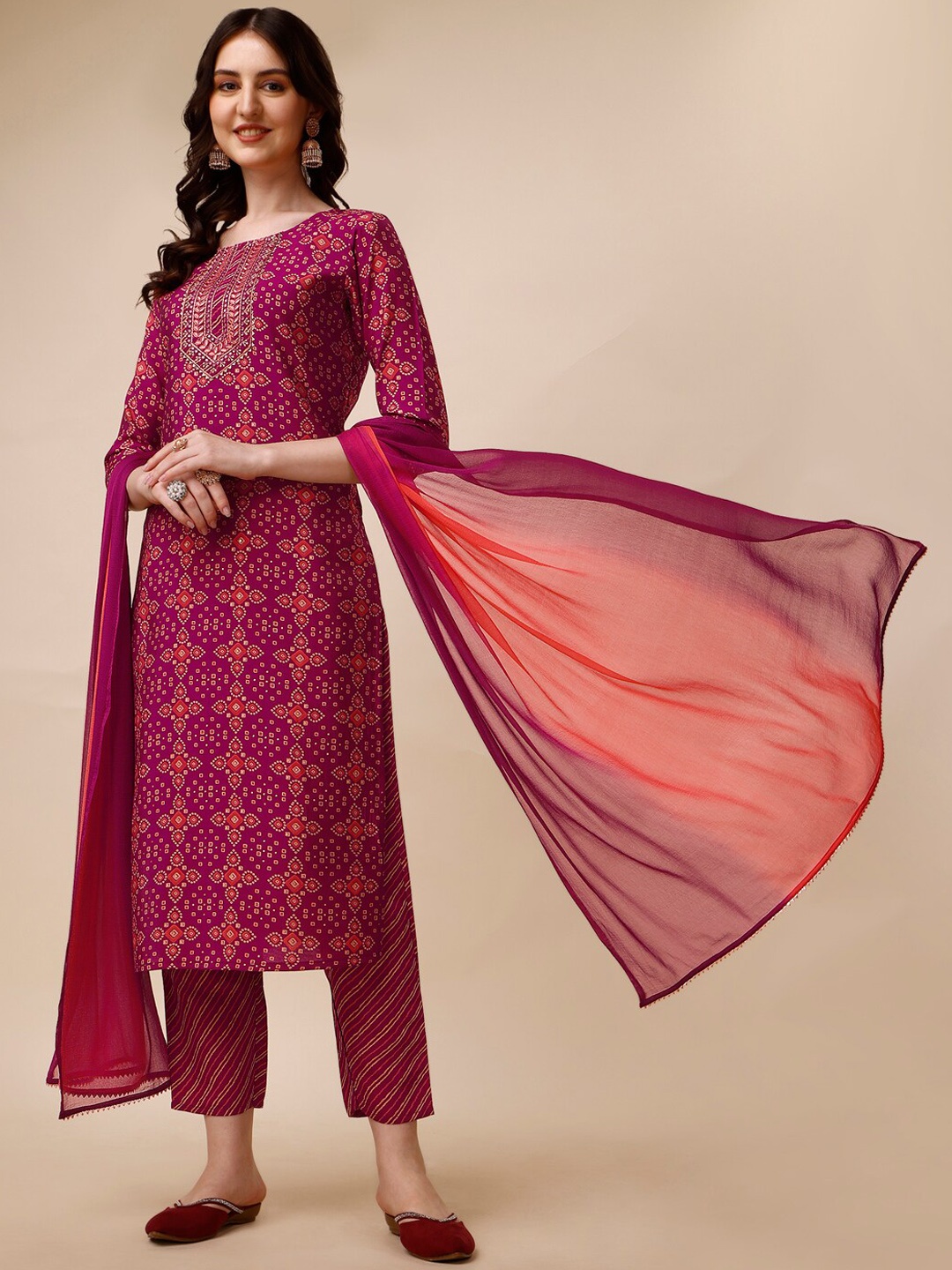 Berrylicious Bandhani Printed Thread Work Chanderi Cotton Kurta With Trousers & Dupatta, Pink
Berrylicious Bandhani Printed Thread Work Chanderi Cotton Kurta With Trousers & Dupatta, Pink