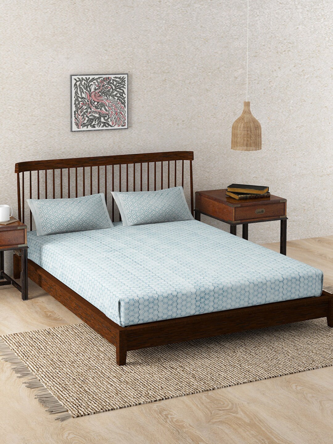 Fabindia Mihira Kohira Blue Printed Cotton 180 TC Single Bedsheet With 1 Pillow Cover
Fabindia Mihira Kohira Blue Printed Cotton 180 TC Single Bedsheet With 1 Pillow Cover