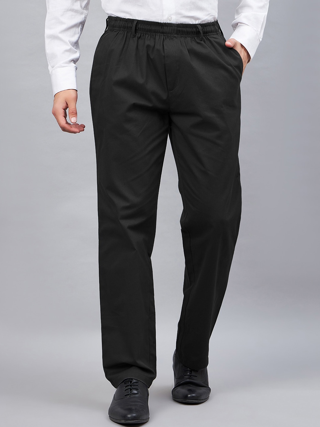 CHROME & CORAL Men Relaxed Regular Fit Easy Wash Pure Cotton Formal Trousers, Black
CHROME & CORAL Men Relaxed Regular Fit Easy Wash Pure Cotton Formal Trousers, Black