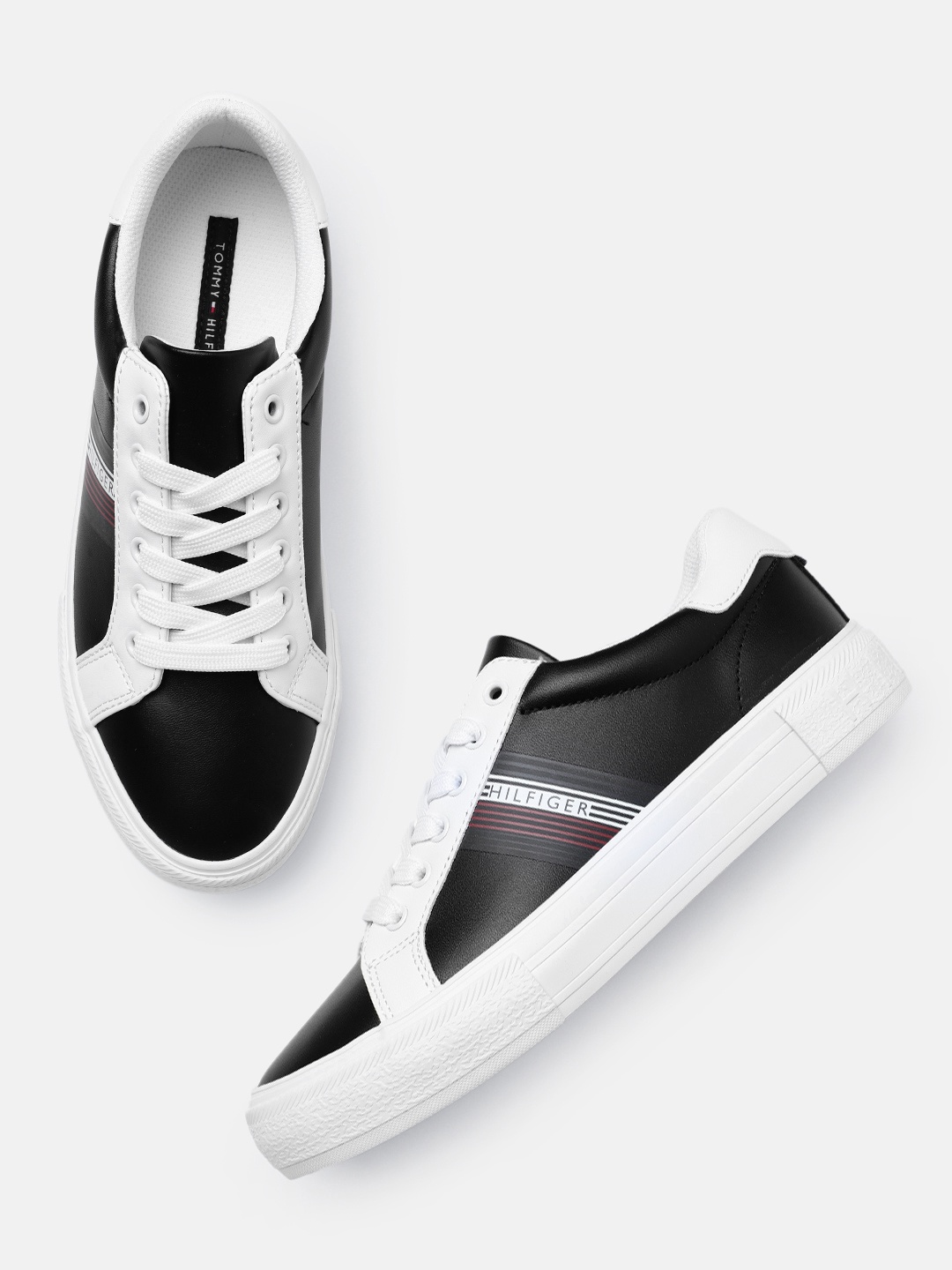 Tommy Hilfiger Women Colourblocked Sneakers With Minimal Striped & Brand Logo Print Detail, Black
Tommy Hilfiger Women Colourblocked Sneakers With Minimal Striped & Brand Logo Print Detail, Black