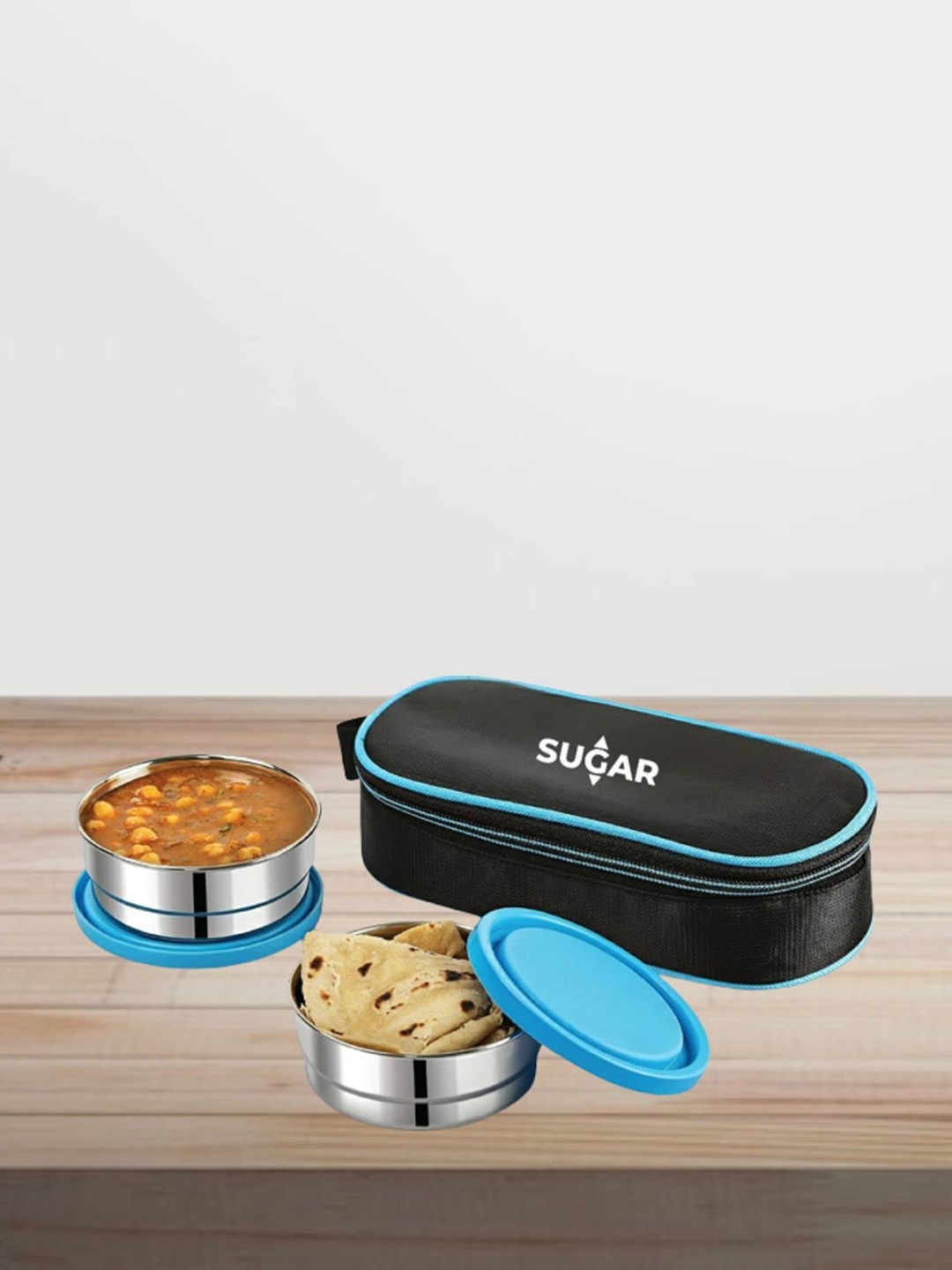 SUGAR Glowell Black & Blue Stainless Steel Leak Proof 2 Containers With Lids & Pouch-300ml
SUGAR Glowell Black & Blue Stainless Steel Leak Proof 2 Containers With Lids & Pouch-300ml