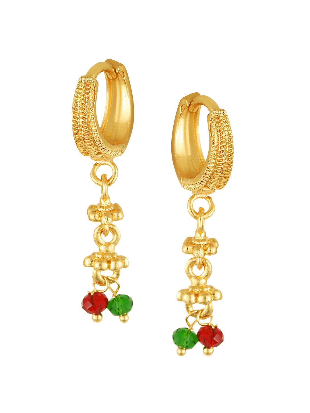Vighnaharta Gold-Toned Floral Hoop Earrings