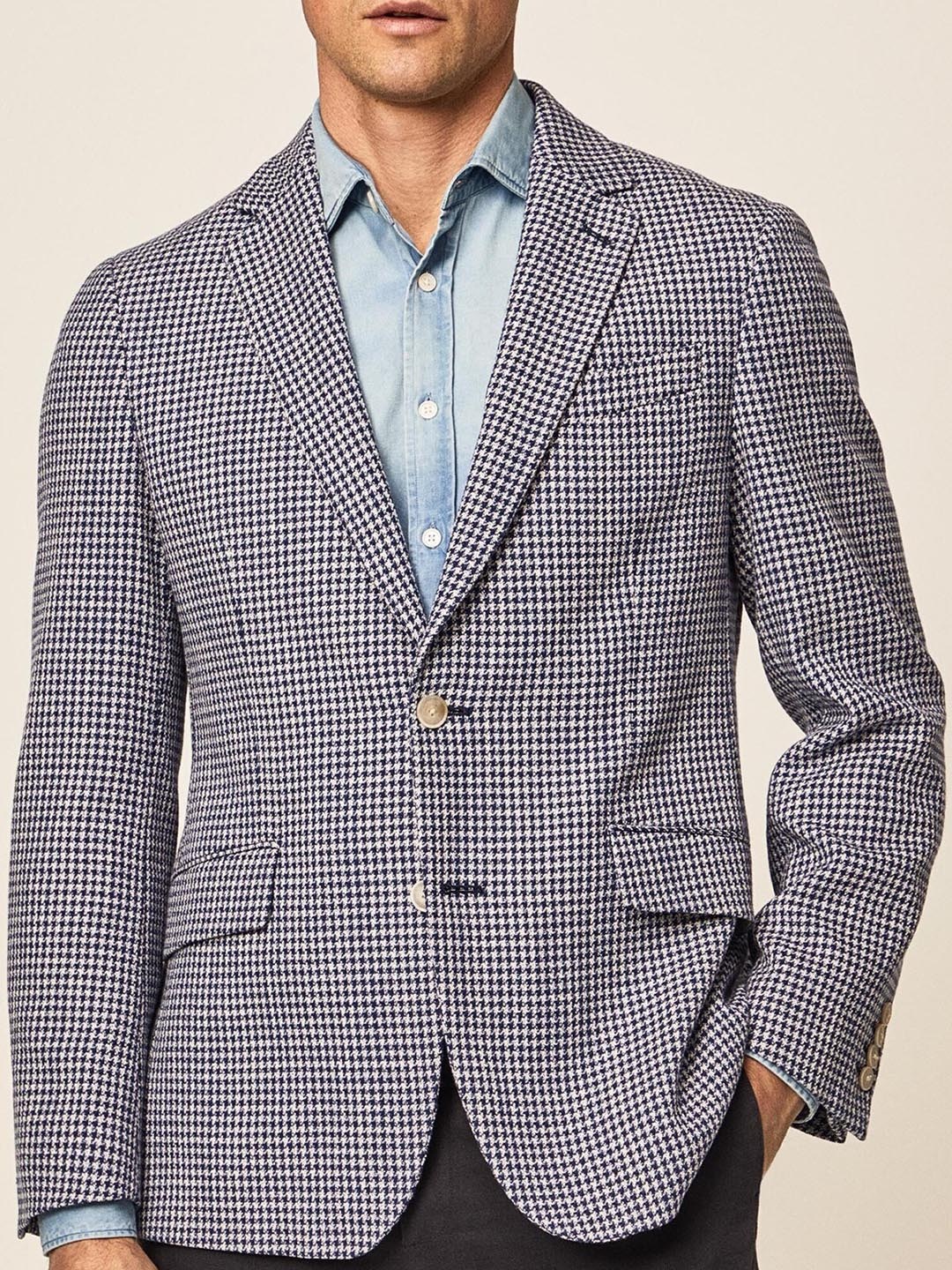 HACKETT LONDON Checked Comfort-Fit Pure Cotton Single-Breasted Casual Blazer, Navy blue
HACKETT LONDON Checked Comfort-Fit Pure Cotton Single-Breasted Casual Blazer, Navy blue