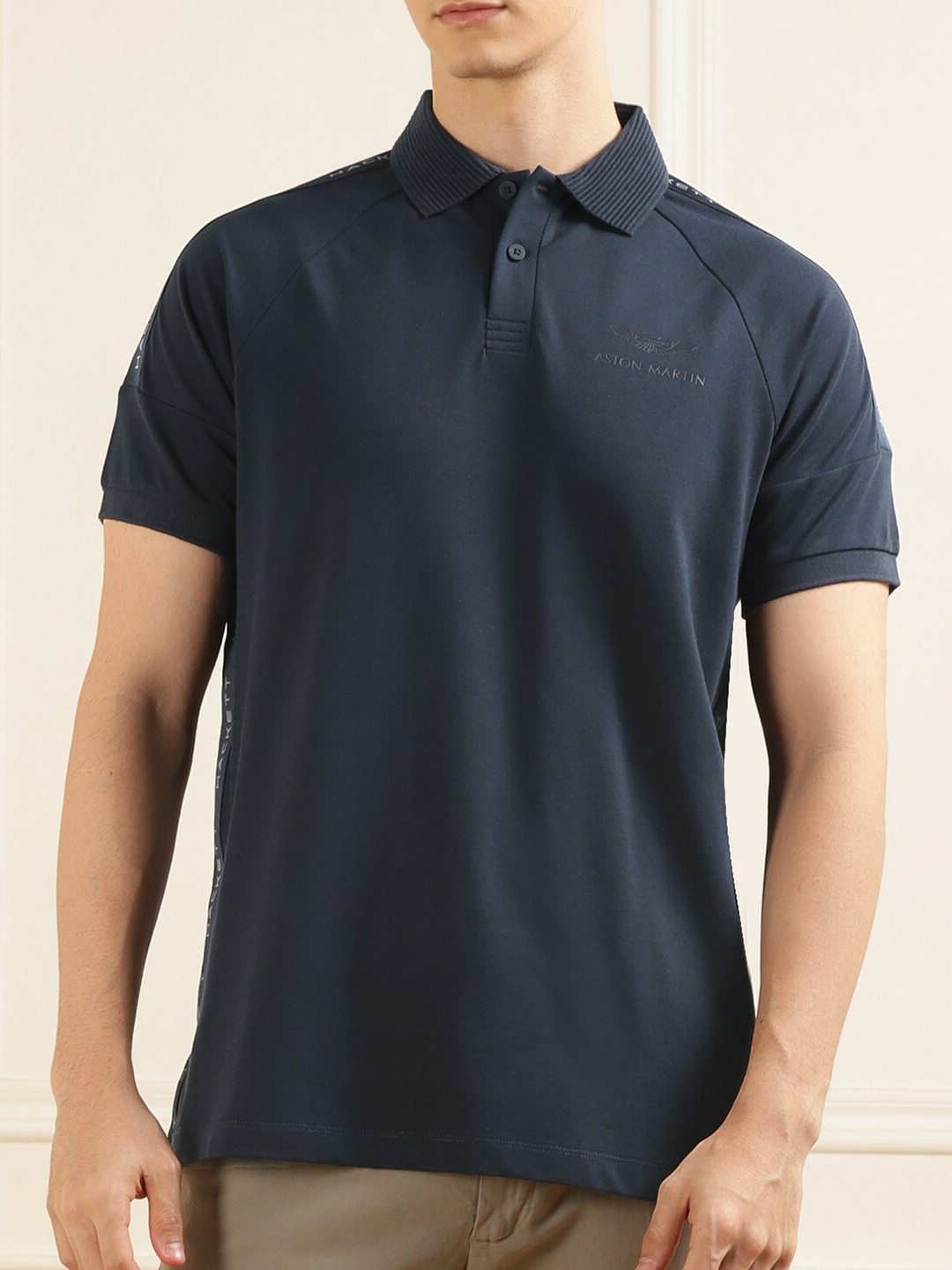 HACKETT LONDON Polo Collar Raglan Sleeves T-shirt, Navy blue