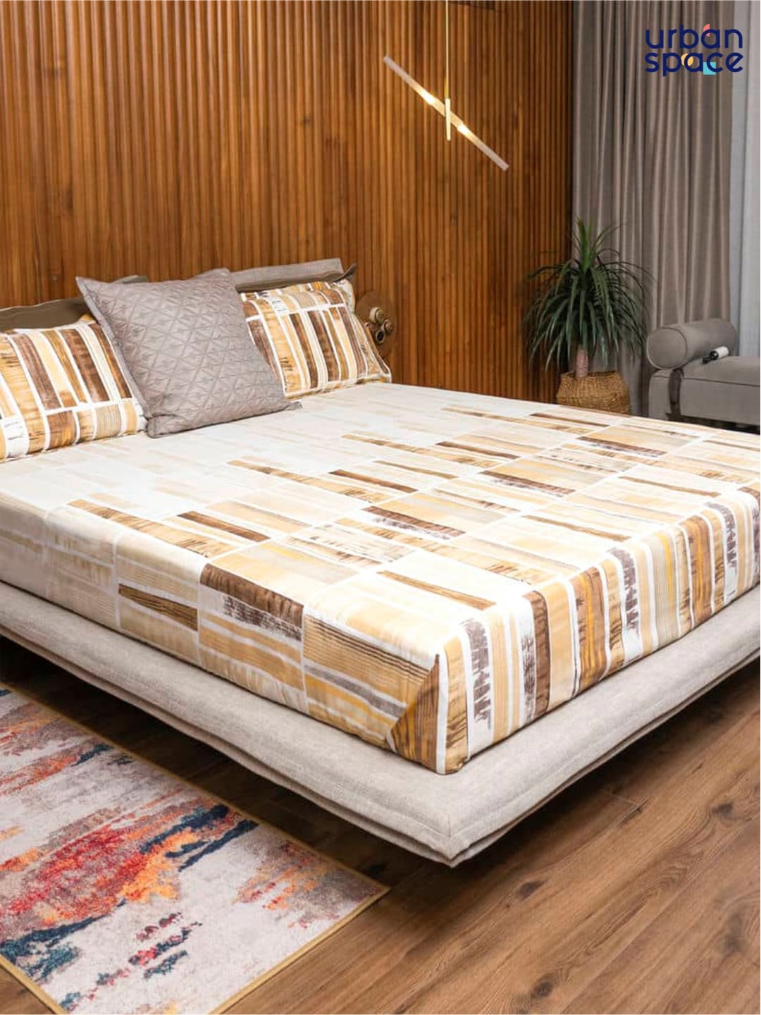 URBAN SPACE Mustard-Yellow & Brown Printed Pure Cotton Double Queen Bedding Set
URBAN SPACE Mustard-Yellow & Brown Printed Pure Cotton Double Queen Bedding Set