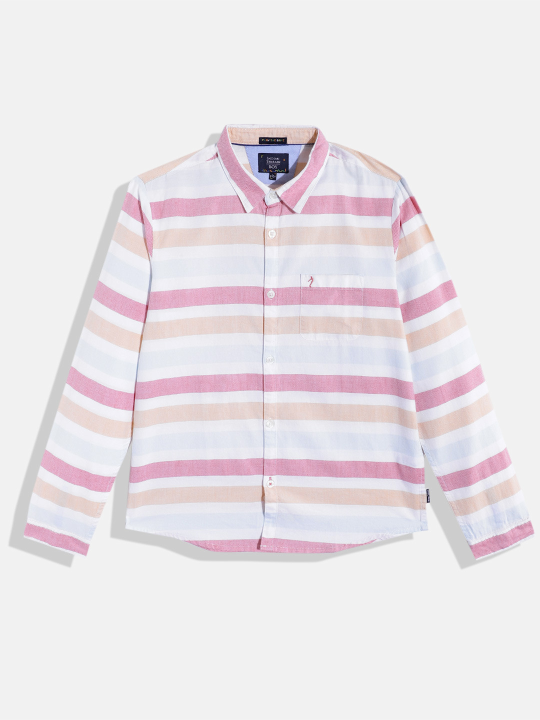 Indian Terrain Boys Straight Horizontal Striped Pure Cotton Casual Shirt, White
Indian Terrain Boys Straight Horizontal Striped Pure Cotton Casual Shirt, White