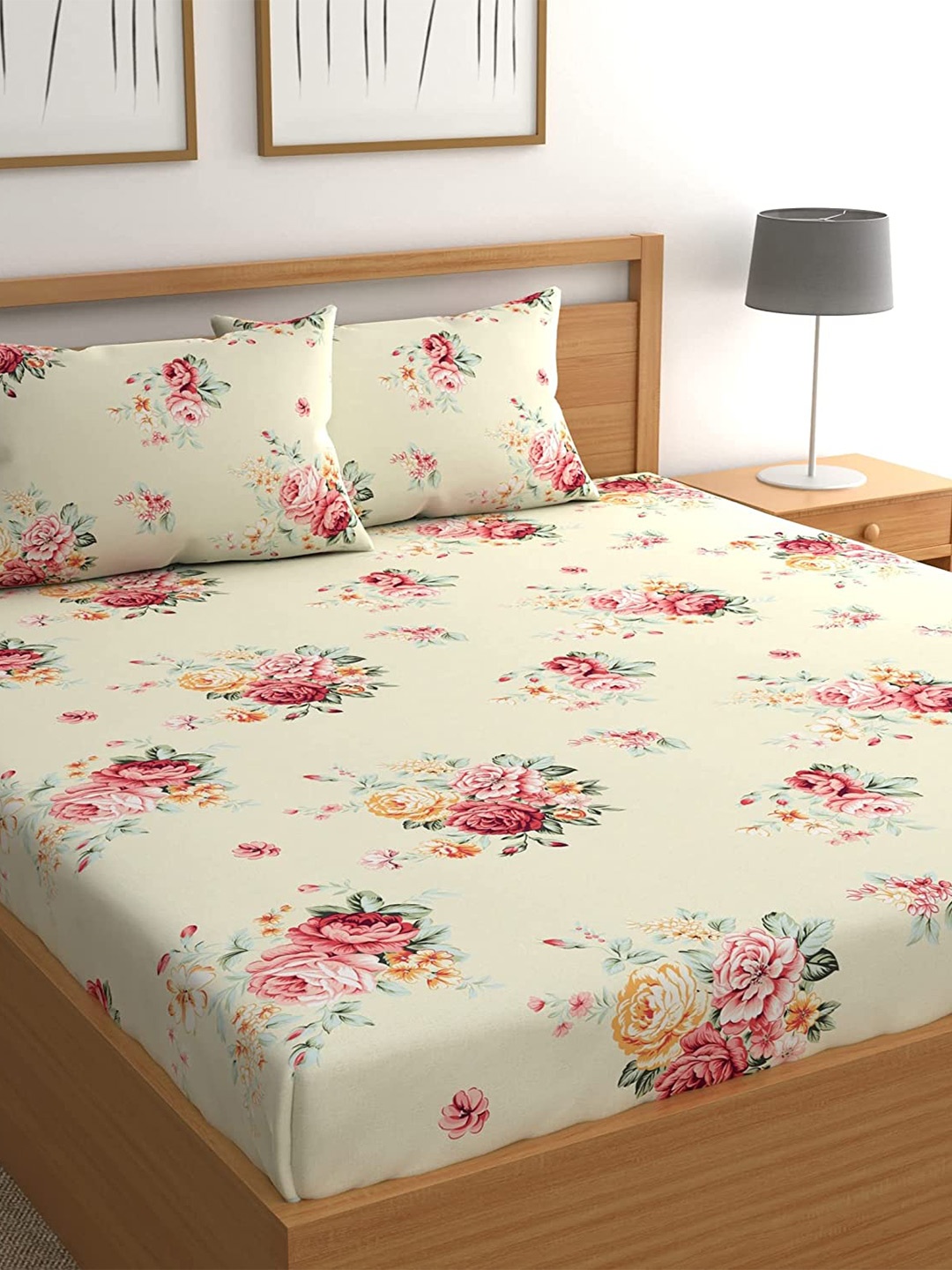 Bajo's Cream-Coloured & Red Floral Printed 210 TC Cotton King Bedsheet & 2 Pillow Covers
Bajo's Cream-Coloured & Red Floral Printed 210 TC Cotton King Bedsheet & 2 Pillow Covers