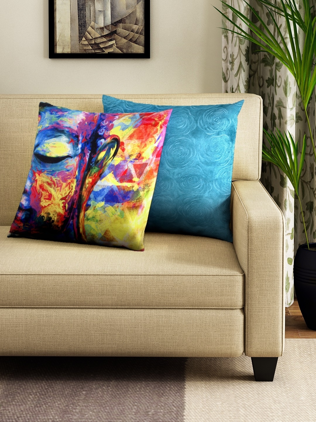 HOUZZCODE Multicoloured Set of 2 Printed 16'' x 16'' Square Cushion Covers, Multi
HOUZZCODE Multicoloured Set of 2 Printed 16'' x 16'' Square Cushion Covers, Multi