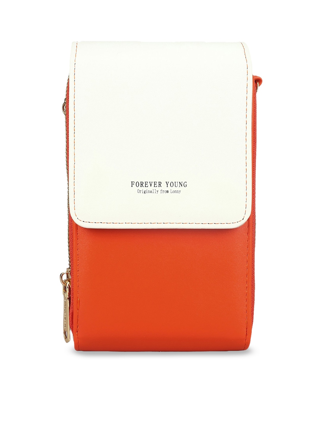 Diva Dale Colourblocked PU Small Structured Sling Bag, Orange