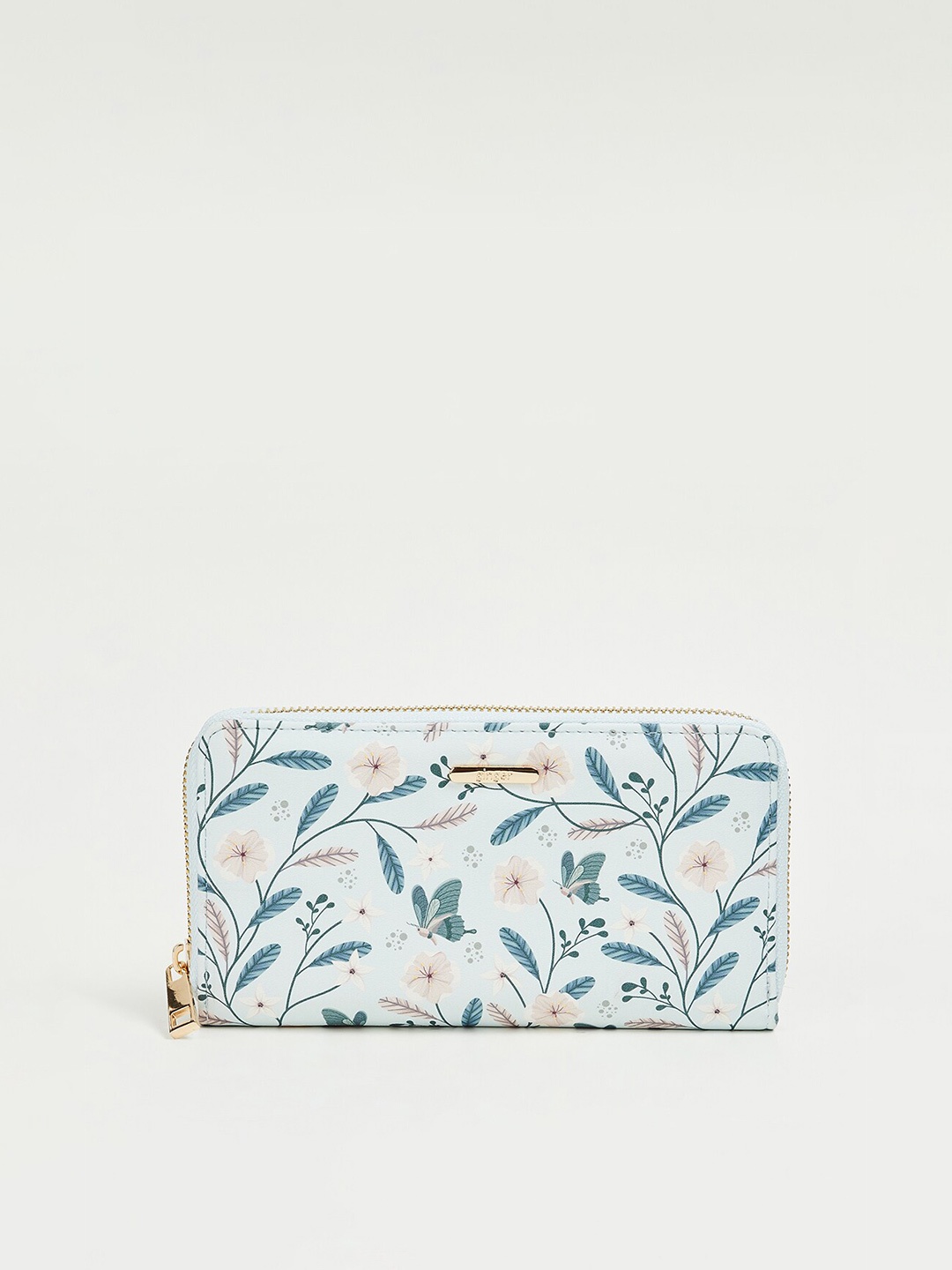 Ginger by Lifestyle Women Floral Printed Zip Around Wallet, Blue