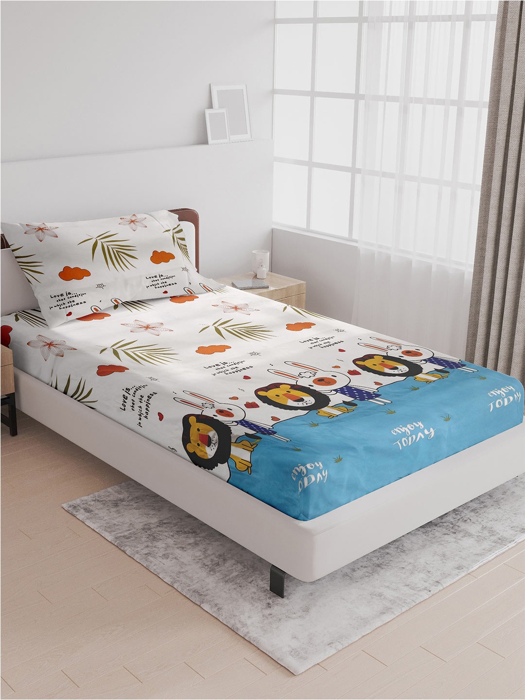 LABHAM Kids Mania White Cartoon Characters Cotton 144TC Single Bedsheet & 1 Pillow Cover
LABHAM Kids Mania White Cartoon Characters Cotton 144TC Single Bedsheet & 1 Pillow Cover