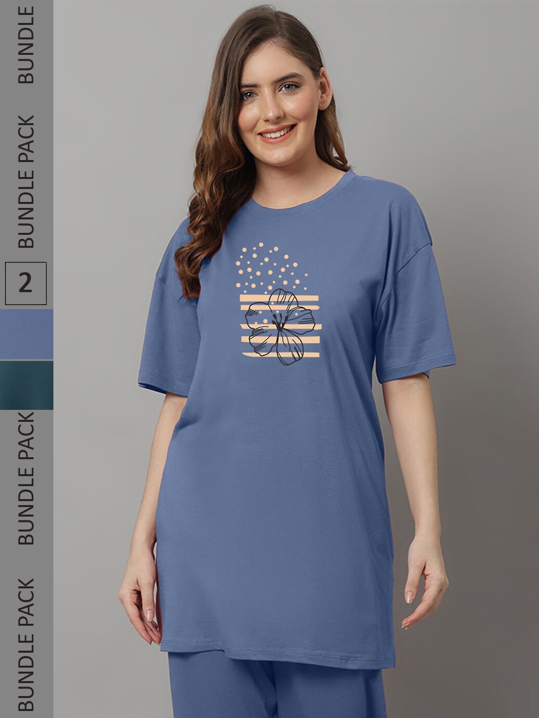 Kanvin Pack Of 2 Blue, Teal Printed Drop-Shoulder Sleeves Oversized Longline T-shirts
Kanvin Pack Of 2 Blue, Teal Printed Drop-Shoulder Sleeves Oversized Longline T-shirts