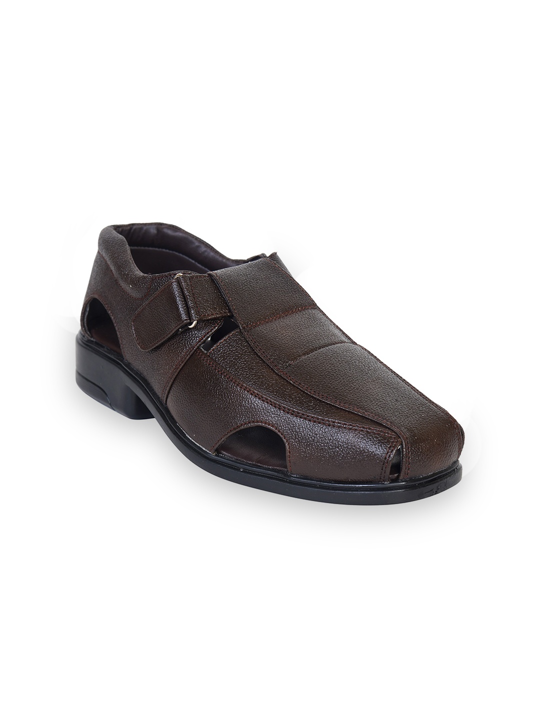 Ajanta Men Textured Shoe-Style Sandals, Brown