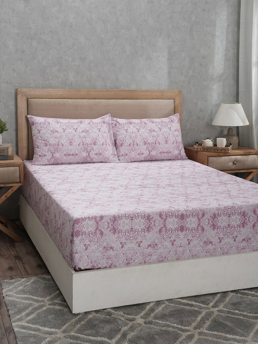 MASPAR PBS Refined Retro Baroque Purple Printed 400TC Cotton King Bedsheet & Pillow Covers
MASPAR PBS Refined Retro Baroque Purple Printed 400TC Cotton King Bedsheet & Pillow Covers