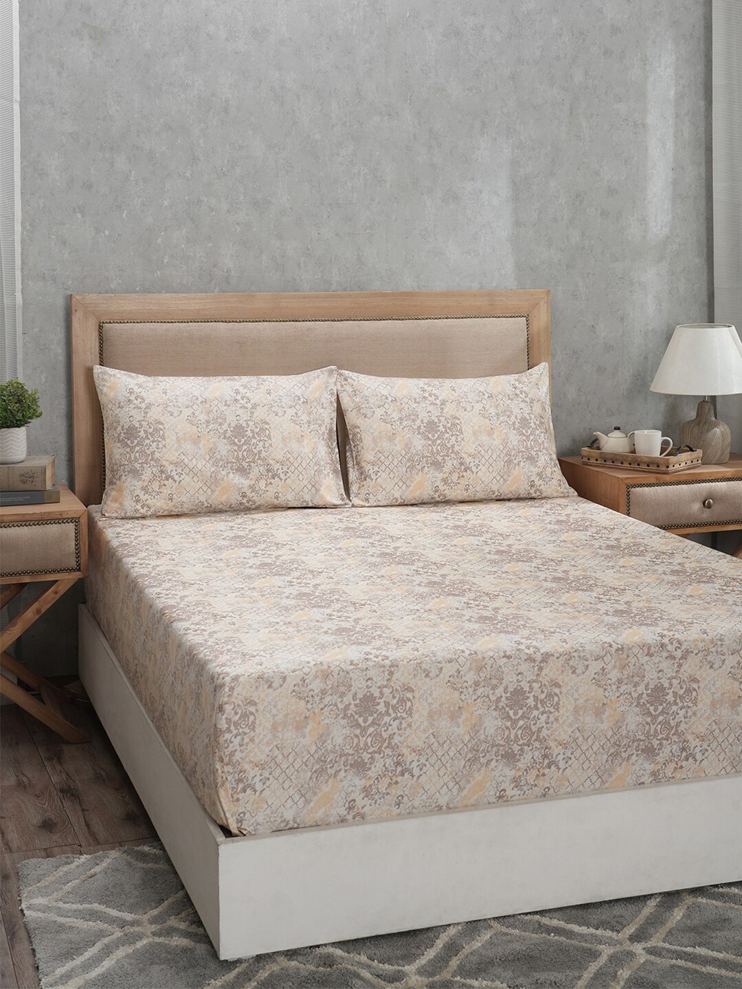 MASPAR PBS Refined Retro Nouvel Damask Beige Printed 400 TC King Bedsheet & Pillow Covers
MASPAR PBS Refined Retro Nouvel Damask Beige Printed 400 TC King Bedsheet & Pillow Covers