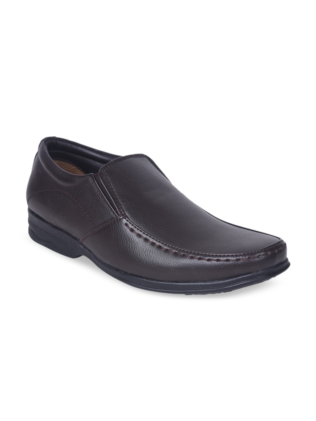Ajanta Men Textured Formal Slip-On Shoes, Brown