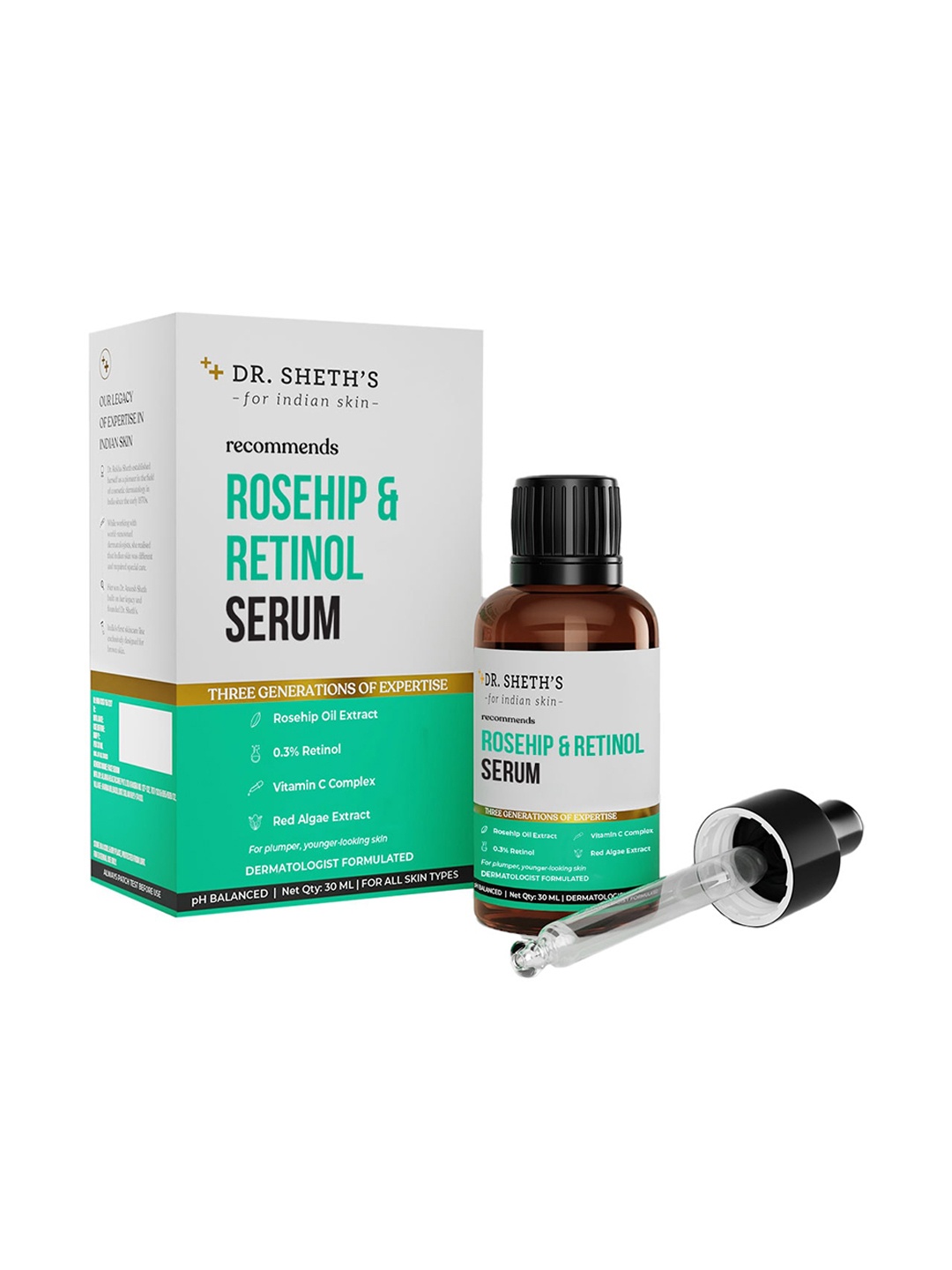 DR. SHETHS Rosehip & Retinol Serum for Younger Looking Skin - 30 ml, White
DR. SHETHS Rosehip & Retinol Serum for Younger Looking Skin - 30 ml, White