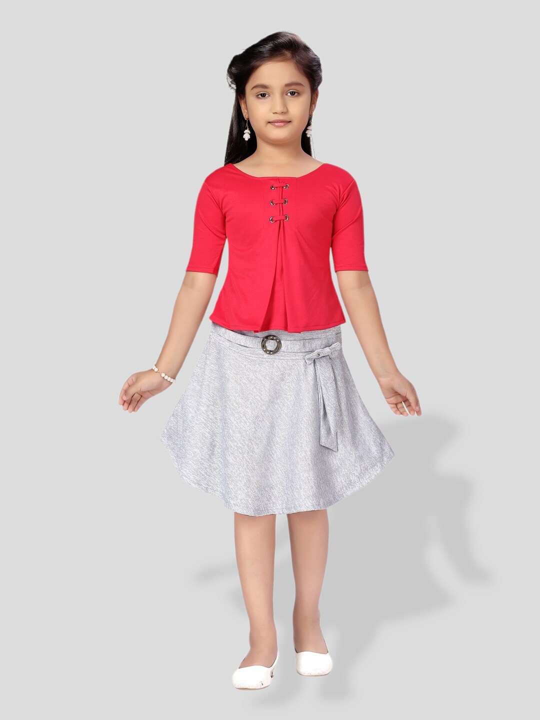BAESD Girls Solid Top with Skirt, Pink