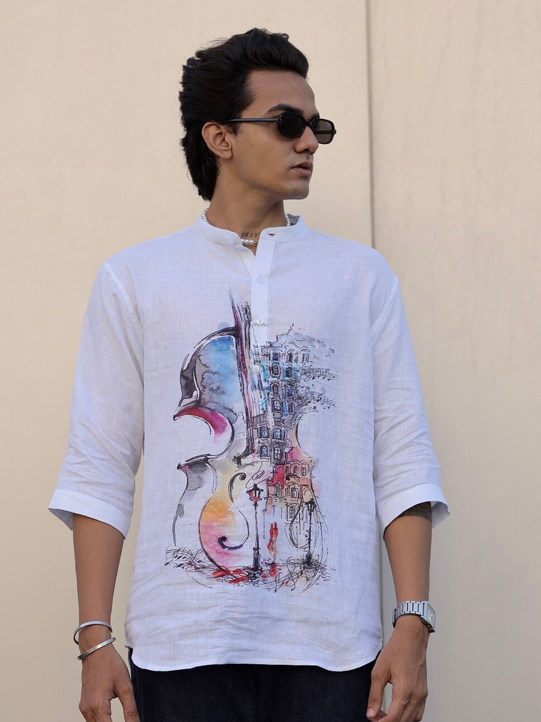 ADDY'S for men Comfort Fit Abstract Printed Mandarin Collar Linen Short Kurta, White
ADDY'S for men Comfort Fit Abstract Printed Mandarin Collar Linen Short Kurta, White