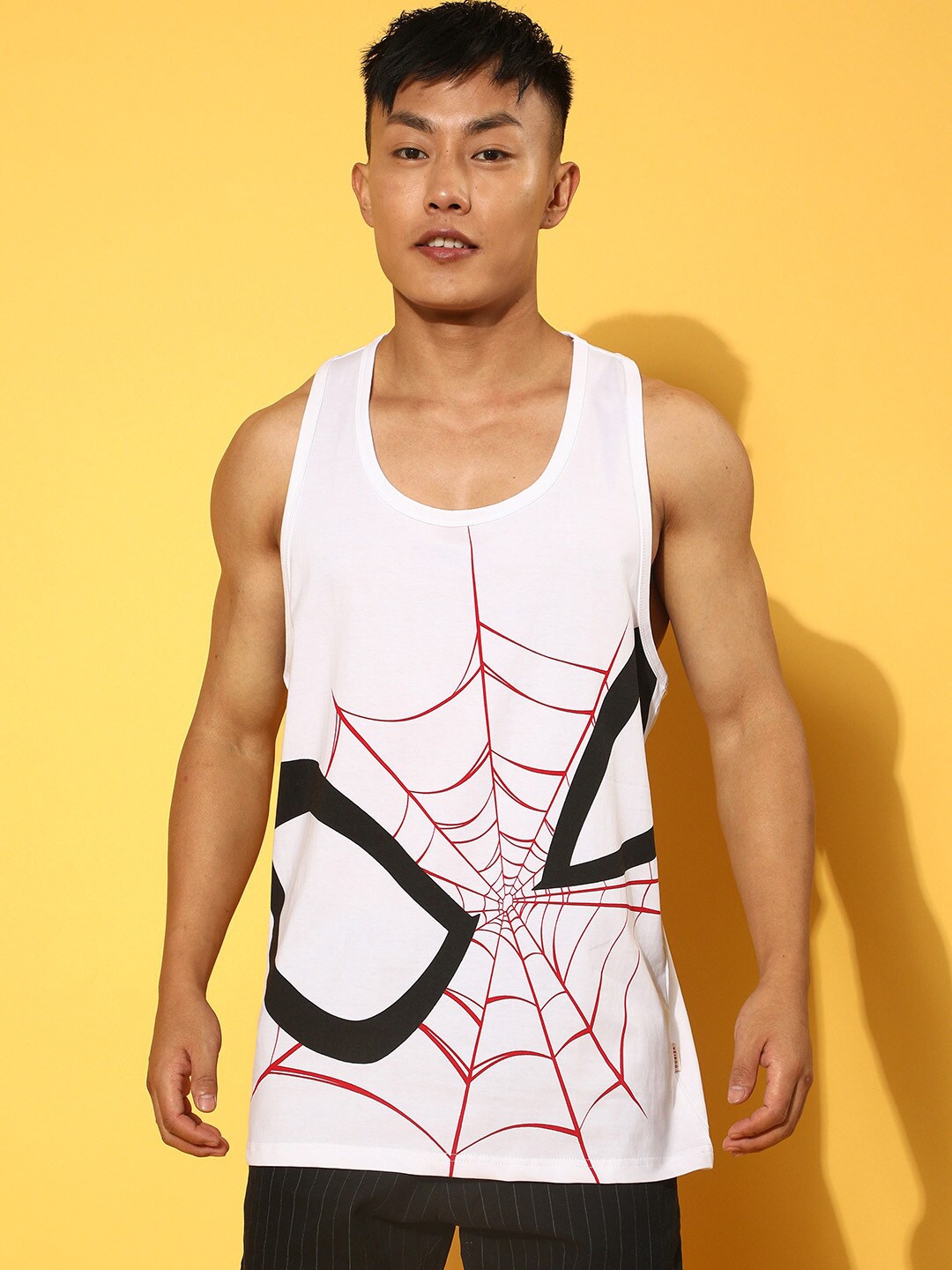 VEIRDO White & Black Superhero Spiderman Graphic Printed Sleeveless Cotton T-Shirt
VEIRDO White & Black Superhero Spiderman Graphic Printed Sleeveless Cotton T-Shirt