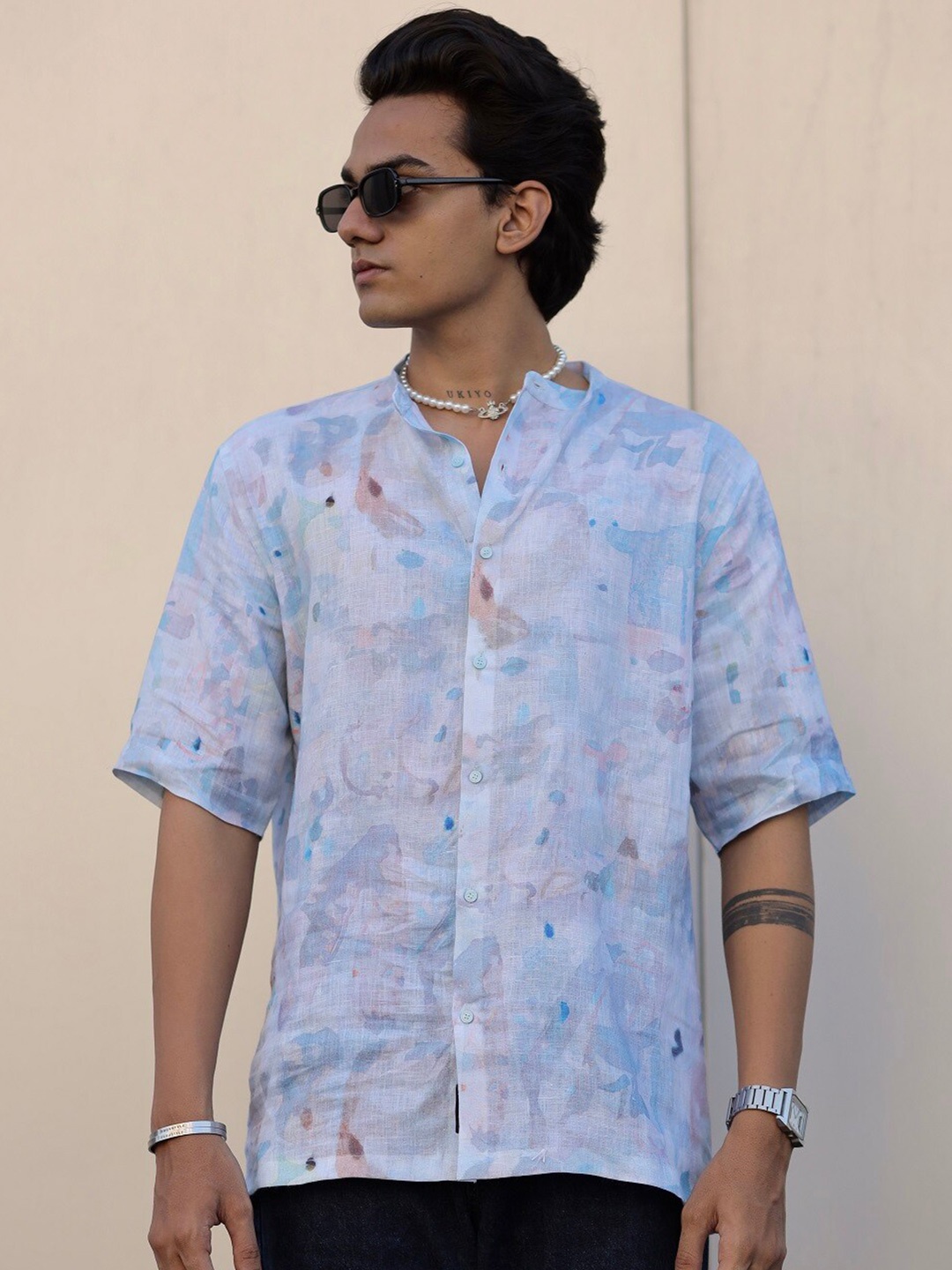 ADDY'S for men Comfort Fit Abstract Printed Mandarin Collar Linen Casual Shirt, Blue
ADDY'S for men Comfort Fit Abstract Printed Mandarin Collar Linen Casual Shirt, Blue