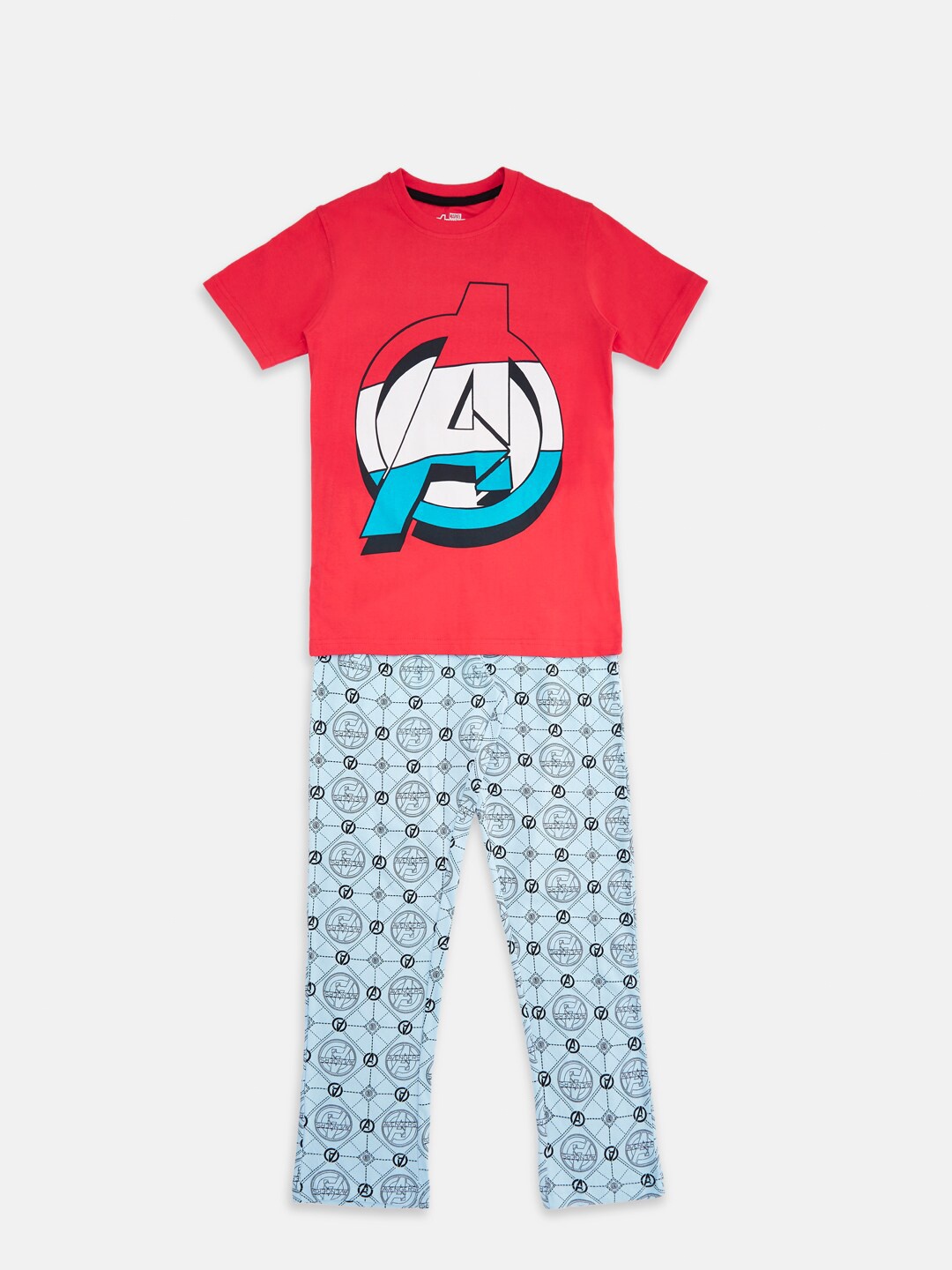 Pantaloons Junior Boys Avengers Graphic Printed Pure Cotton T-Shirt With Pyjamas, Red
Pantaloons Junior Boys Avengers Graphic Printed Pure Cotton T-Shirt With Pyjamas, Red