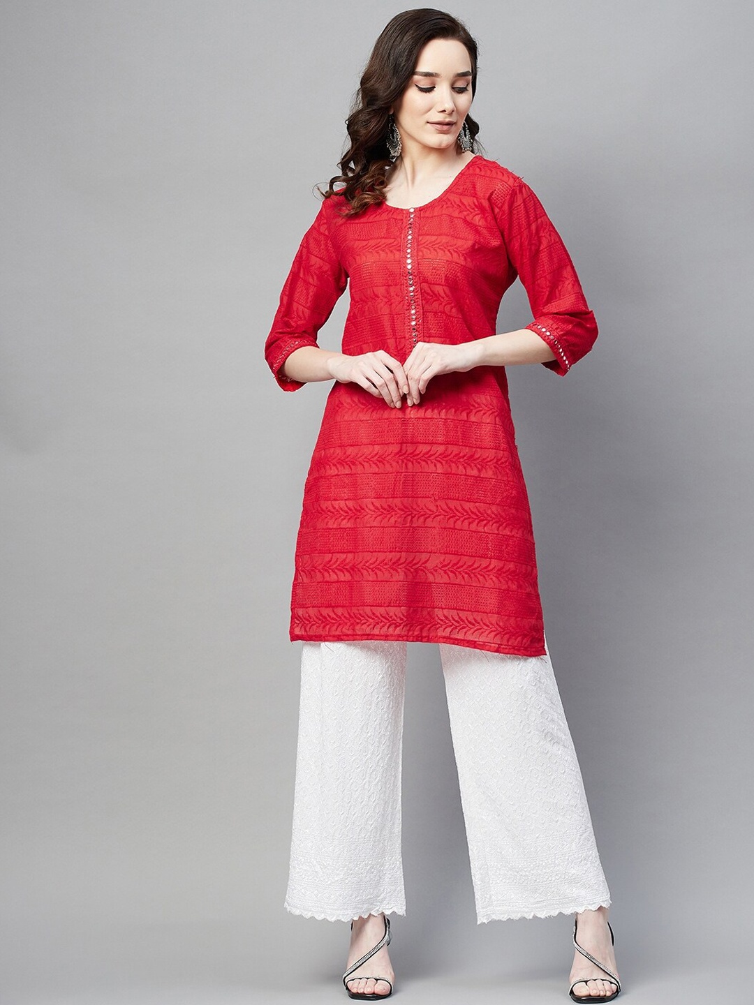 BAESD Embelished Embroidered Kurta, Red