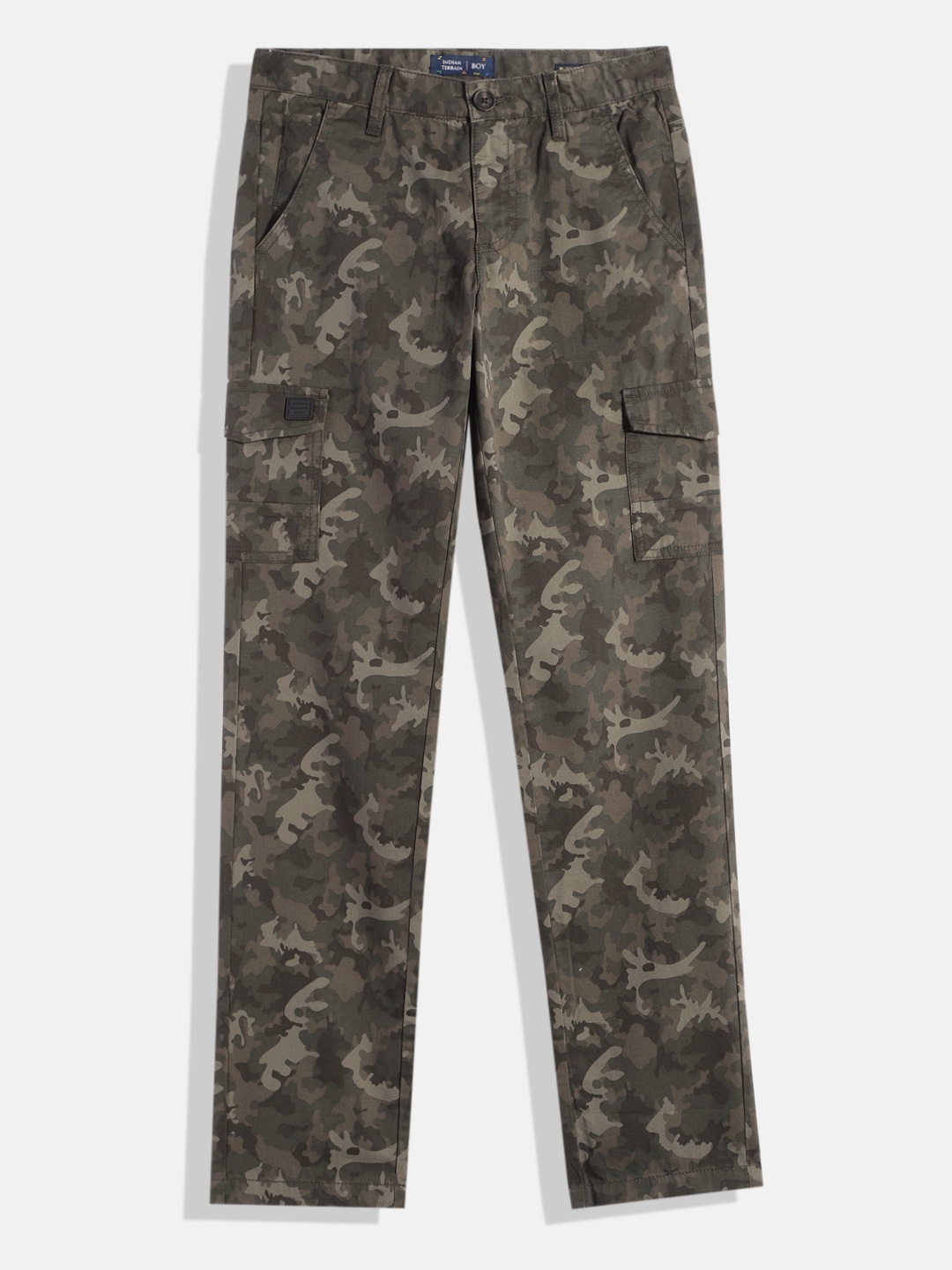Indian Terrain Boys Camouflage Print Original Low-Rise Plain Flat-Front Pure Cotton Cargos, Olive
Indian Terrain Boys Camouflage Print Original Low-Rise Plain Flat-Front Pure Cotton Cargos, Olive