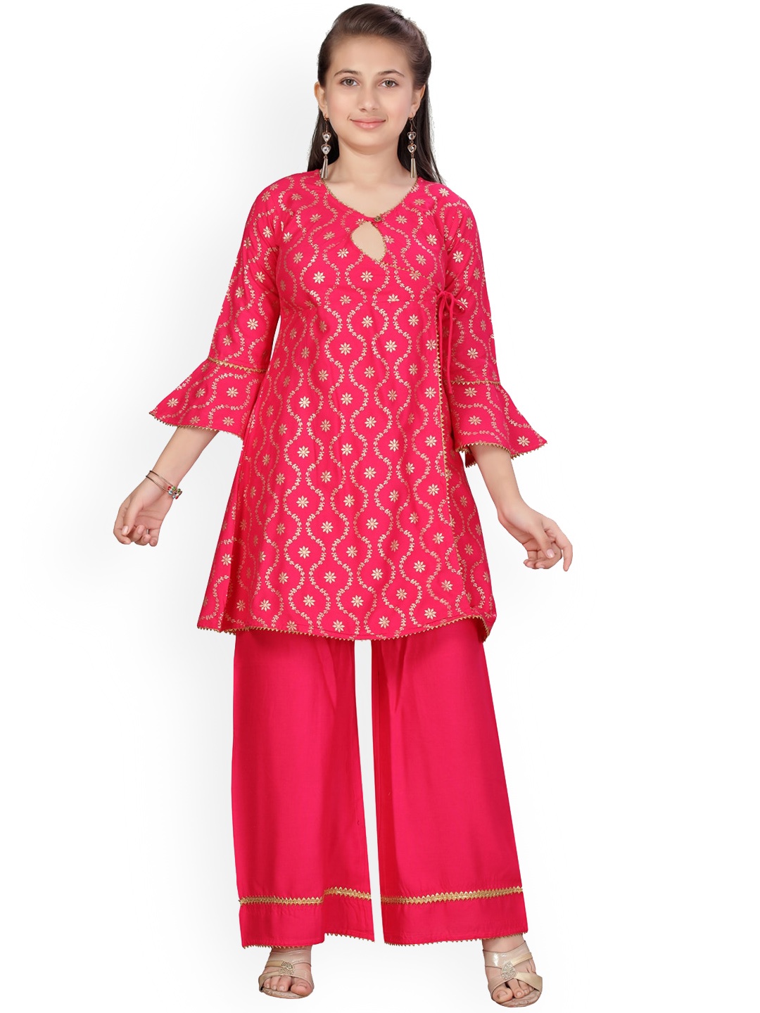 BAESD Girls Ethnic Motifs Printed Regular Gotta Patti Pure Cotton Kurta with Palazzos, Pink
BAESD Girls Ethnic Motifs Printed Regular Gotta Patti Pure Cotton Kurta with Palazzos, Pink