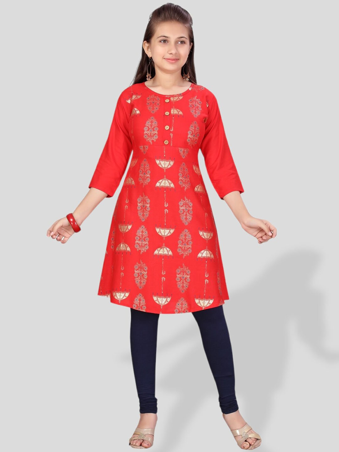 BAESD Girls Floral Printed Cotton A-Line Kurta, Red
BAESD Girls Floral Printed Cotton A-Line Kurta, Red