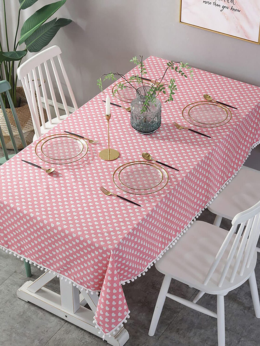 HOUSE OF QUIRK Pink & White Printed Cotton Linen Dust-Proof 4-Seater Table Cover
HOUSE OF QUIRK Pink & White Printed Cotton Linen Dust-Proof 4-Seater Table Cover
